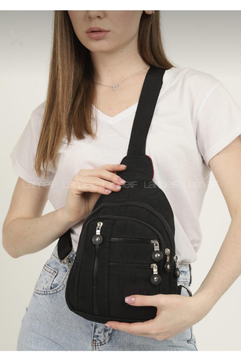 Modalamelif 5 Bölmeli  Omuz Çantası Siyah