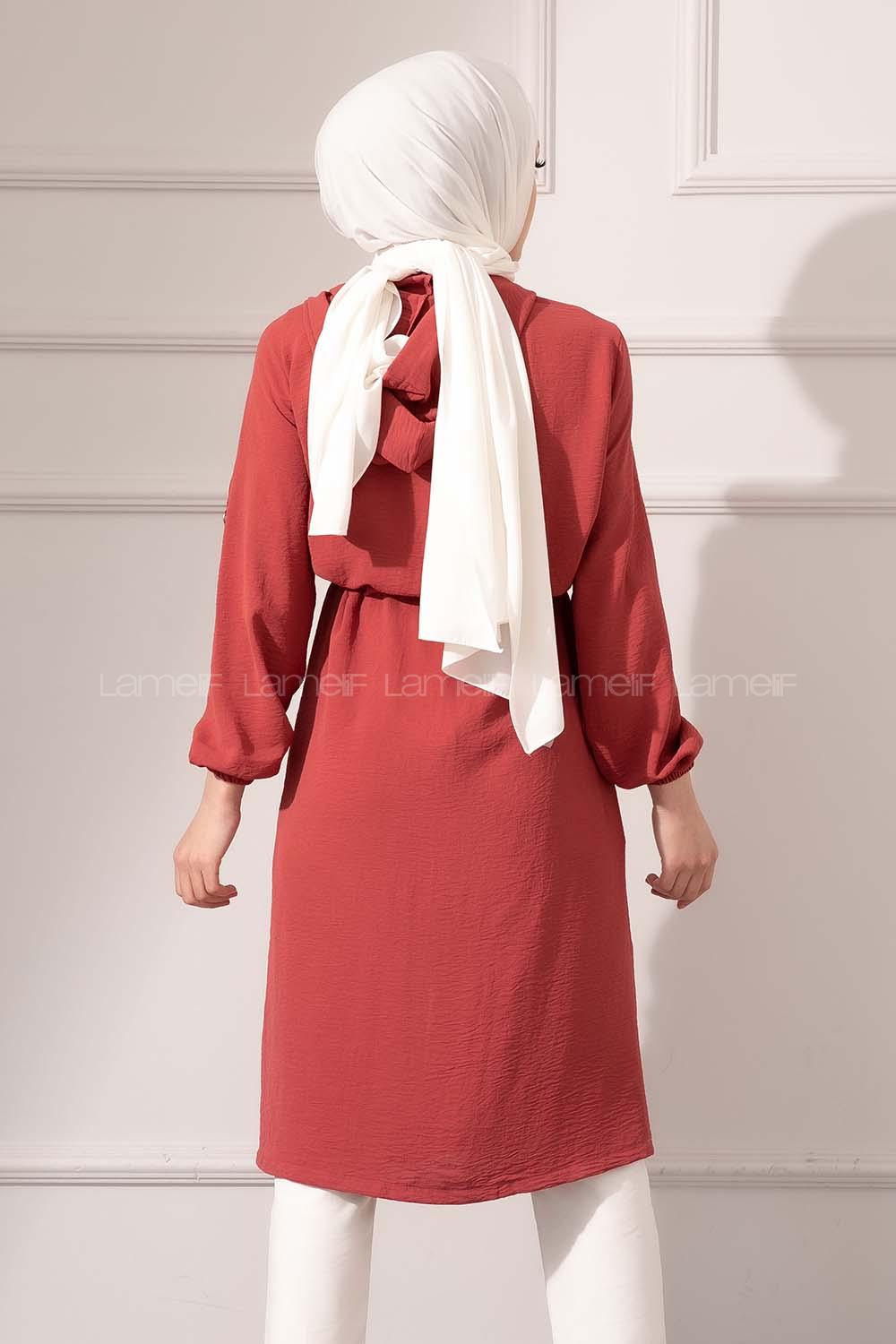 Modalamelif Bel Bağcıklı Önü Fermuarlı Trenç Koyu Pembe