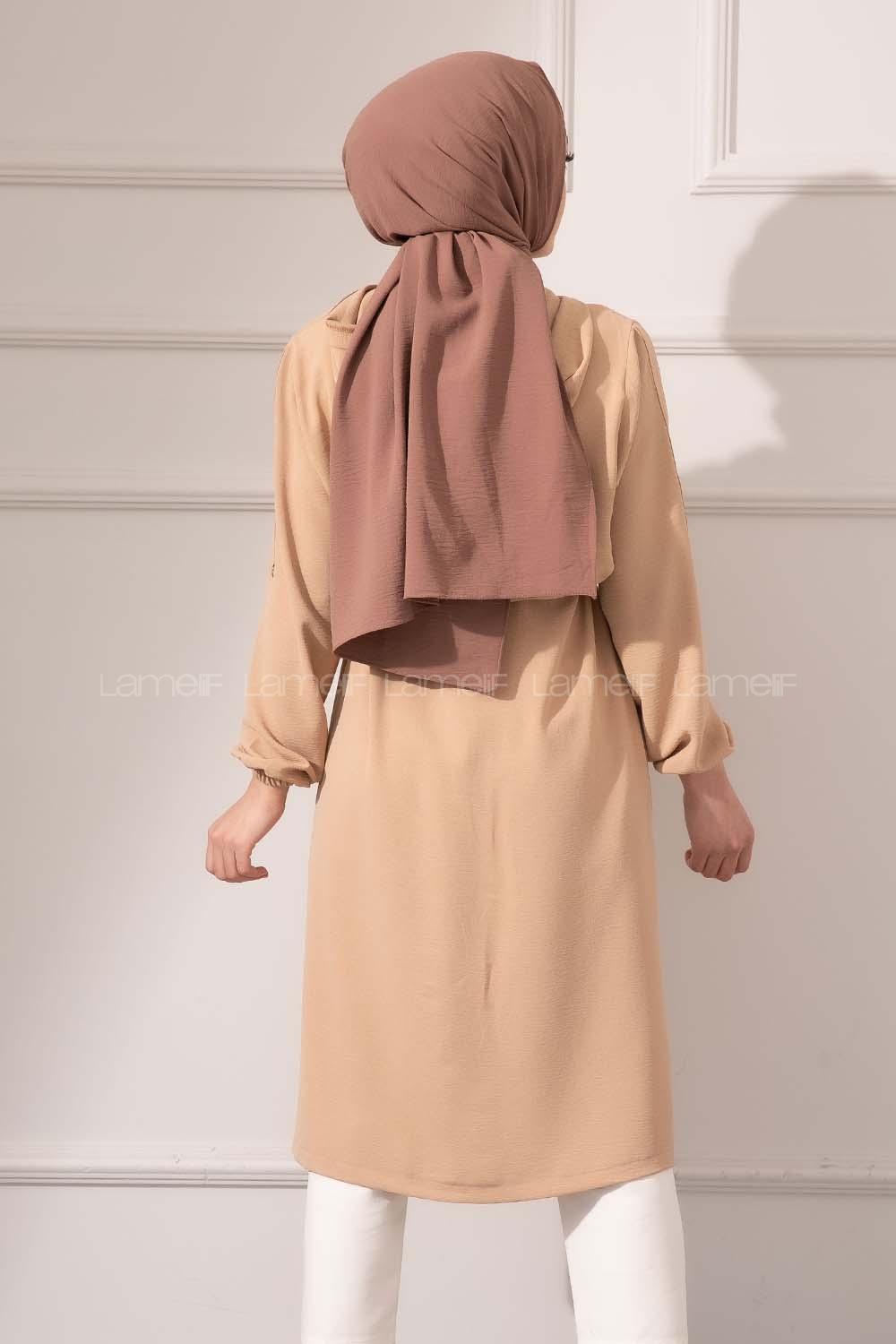 Modalamelif Bel Bağcıklı Önü Fermuarlı Trenç Sütlü Kahve