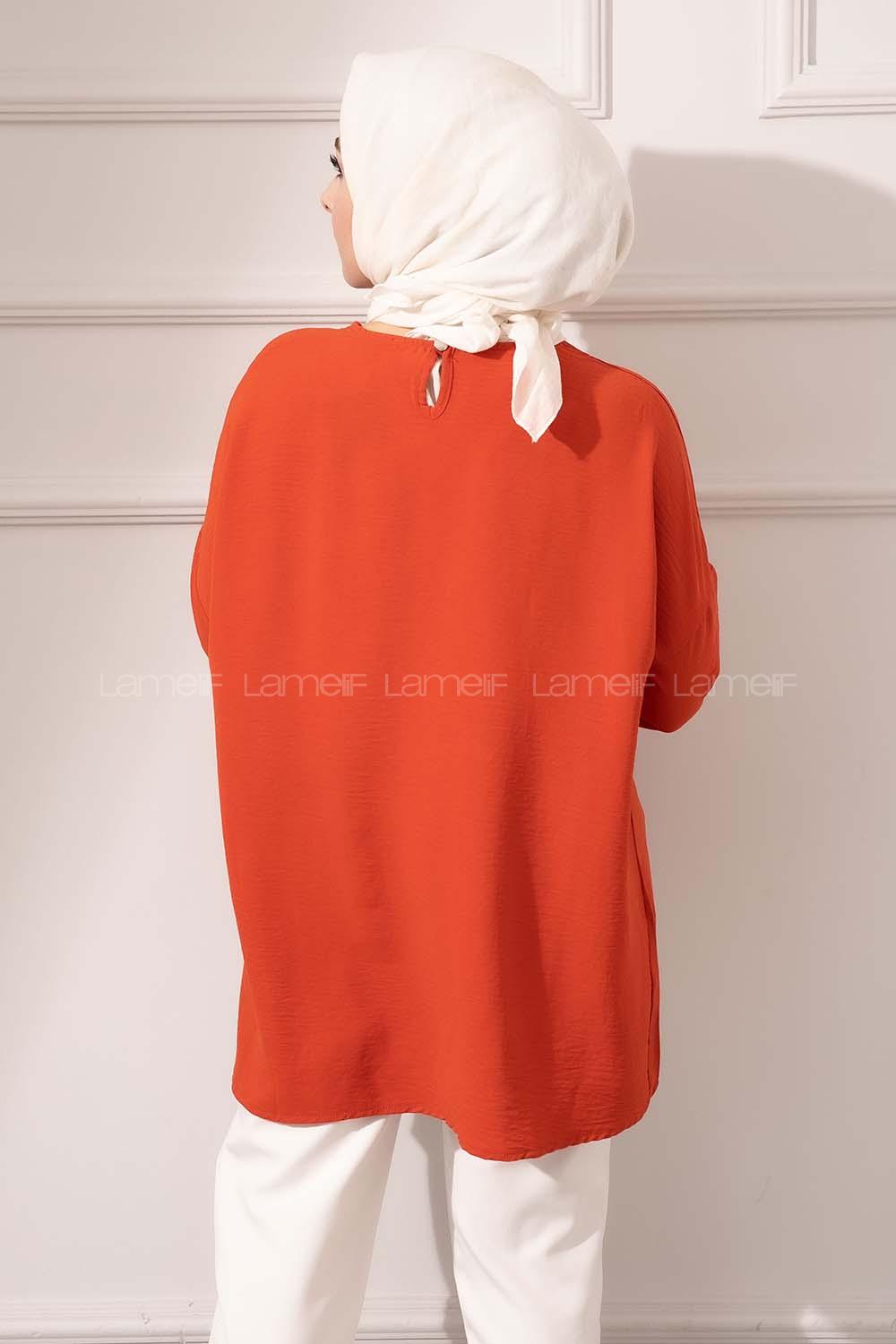 Modalamelif Düşük Kol Ayrobin Bluz Kiremit