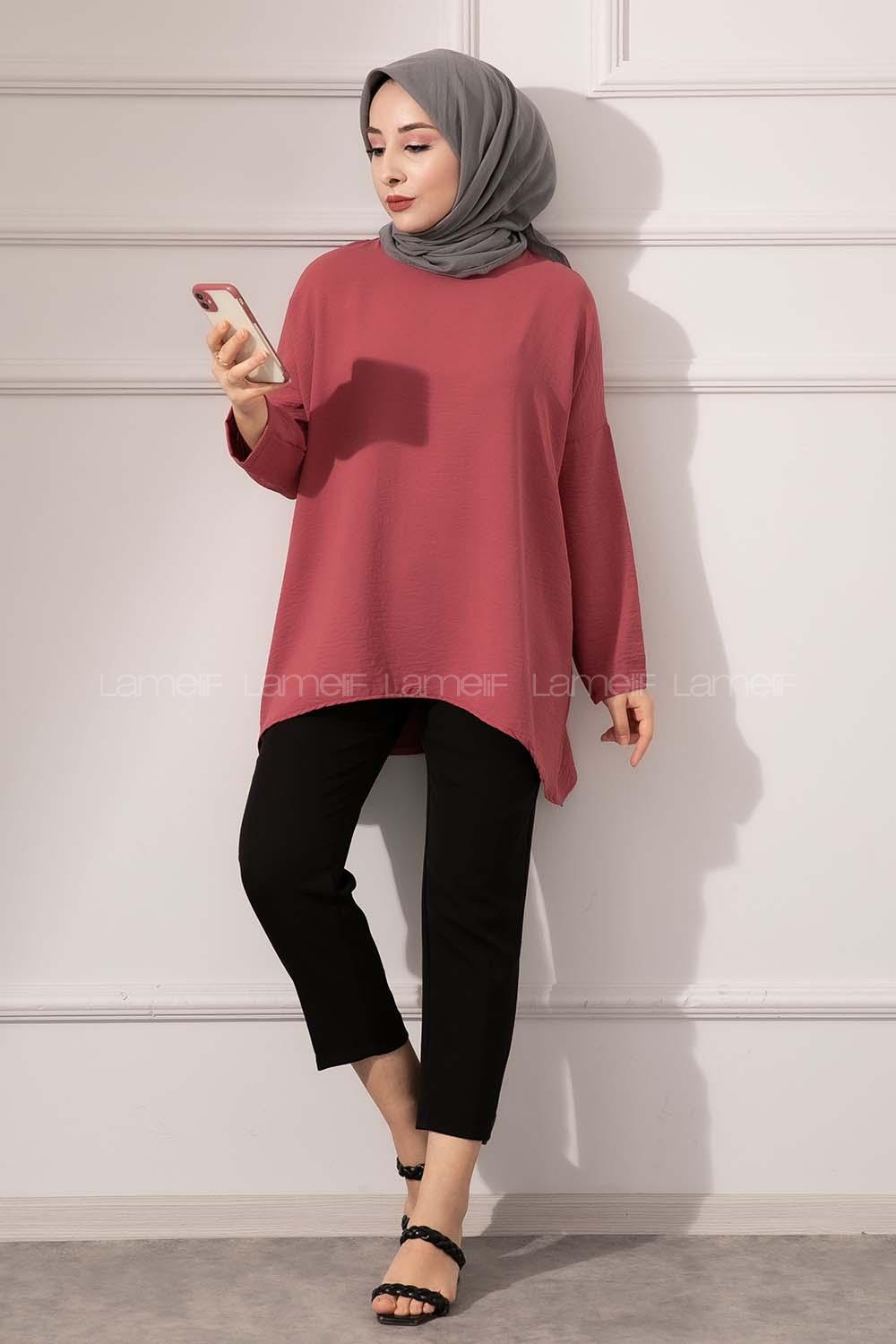 Modalamelif Düşük Kol Ayrobin Bluz Şeker Pembesi