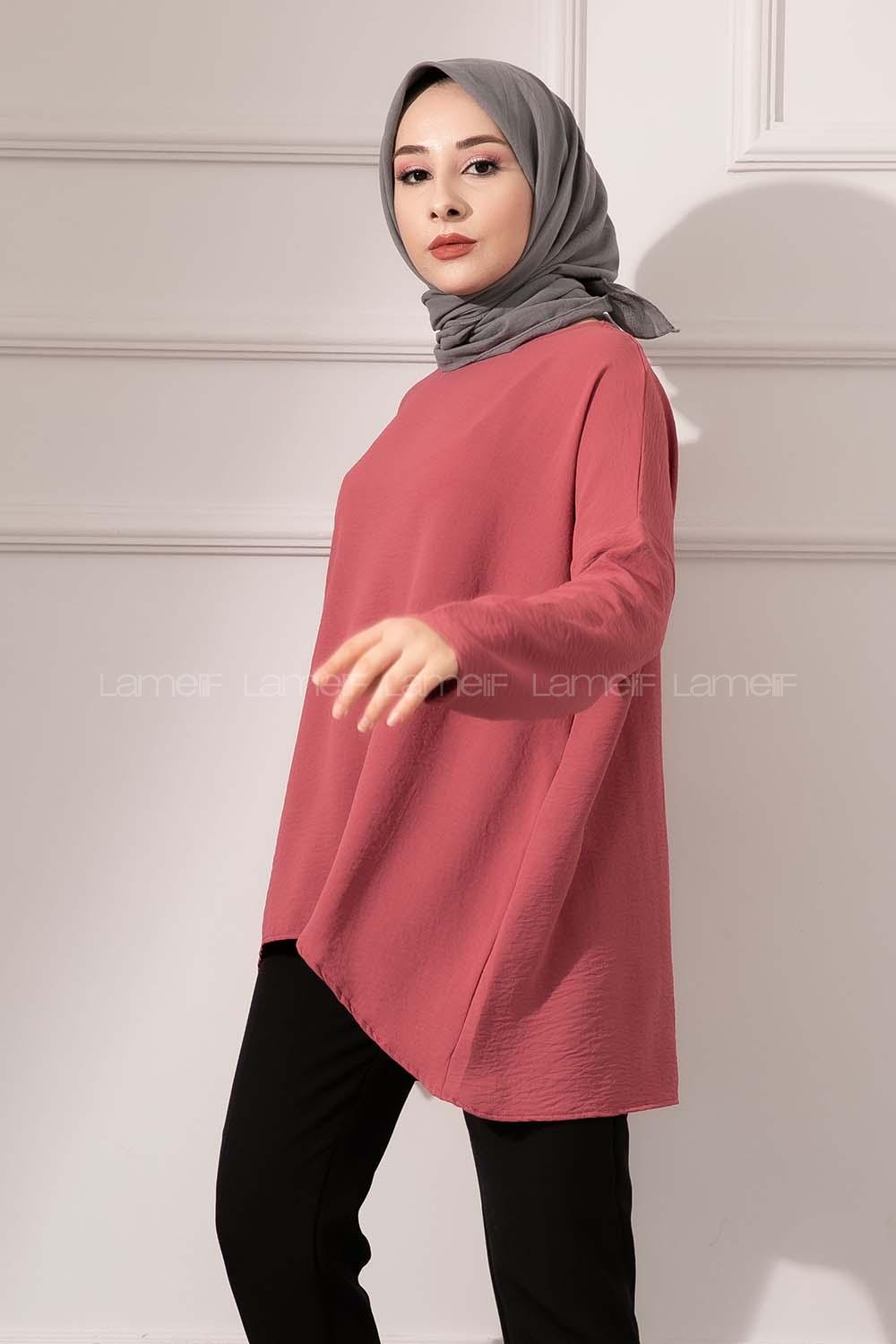 Modalamelif Düşük Kol Ayrobin Bluz Şeker Pembesi