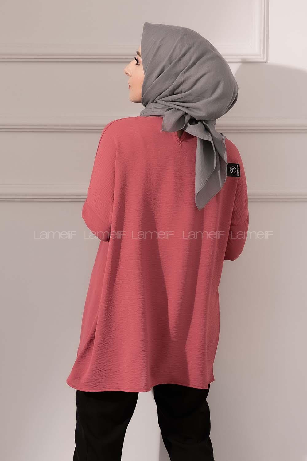 Modalamelif Düşük Kol Ayrobin Bluz Şeker Pembesi