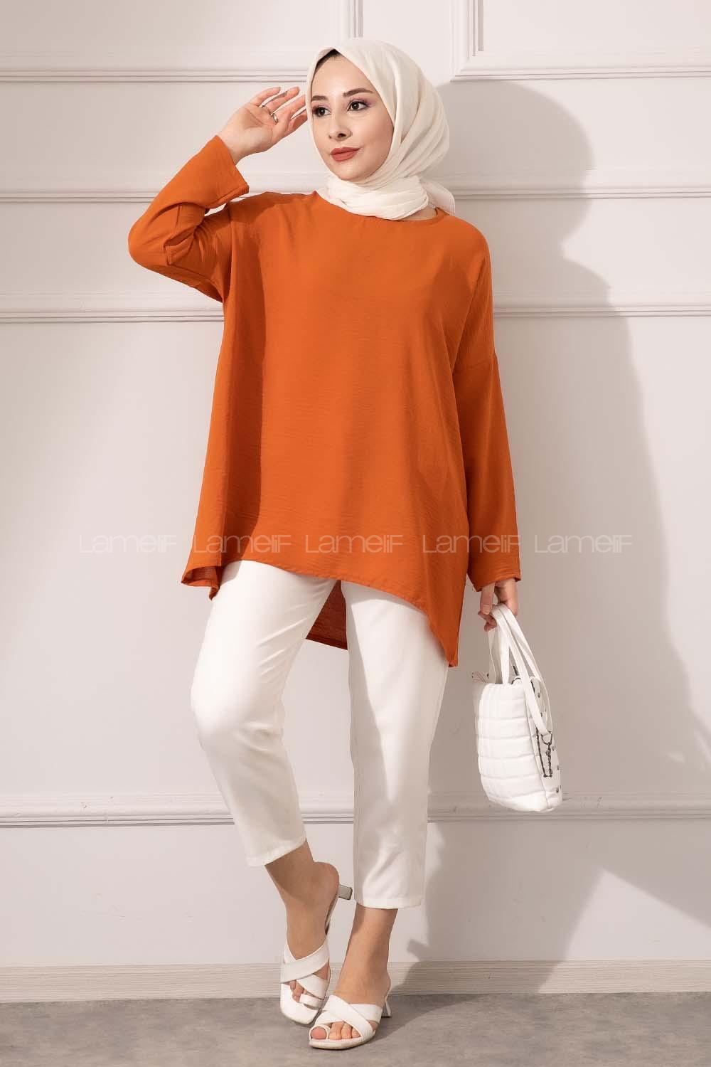 Modalamelif Düşük Kol Ayrobin Bluz Taba