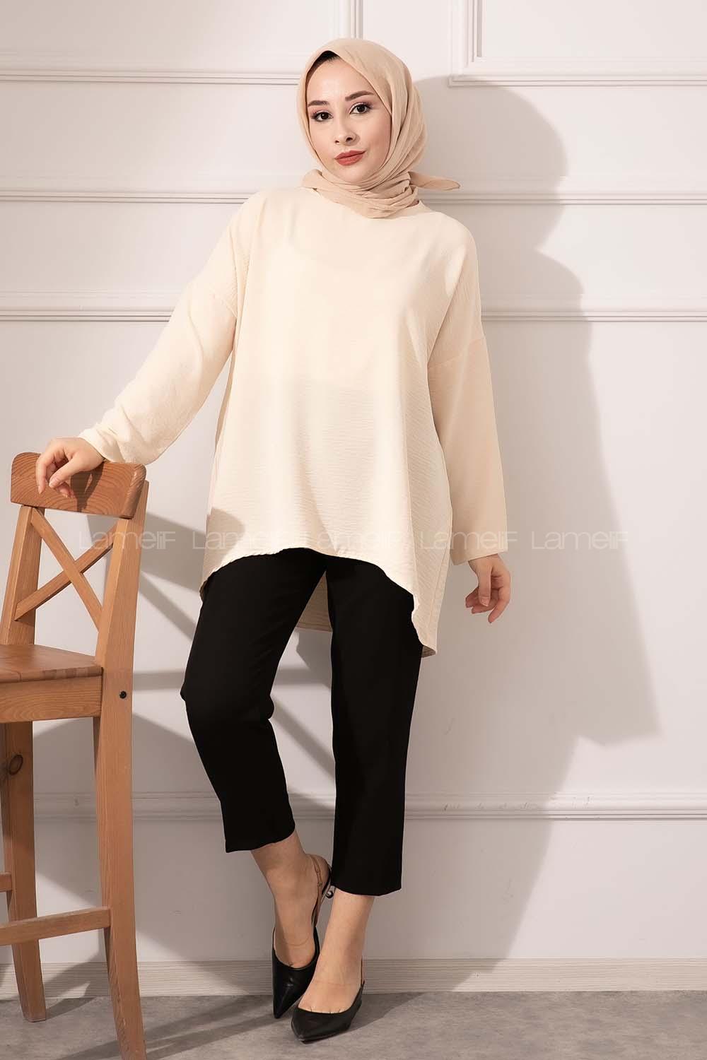 Modalamelif Düşük Kol Ayrobin Bluz Taş