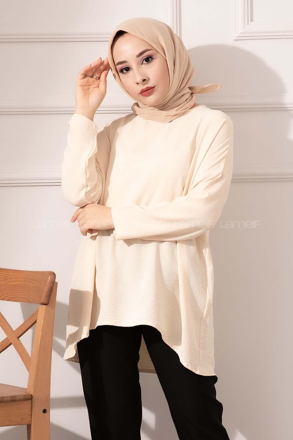 Modalamelif Düşük Kol Ayrobin Bluz Taş