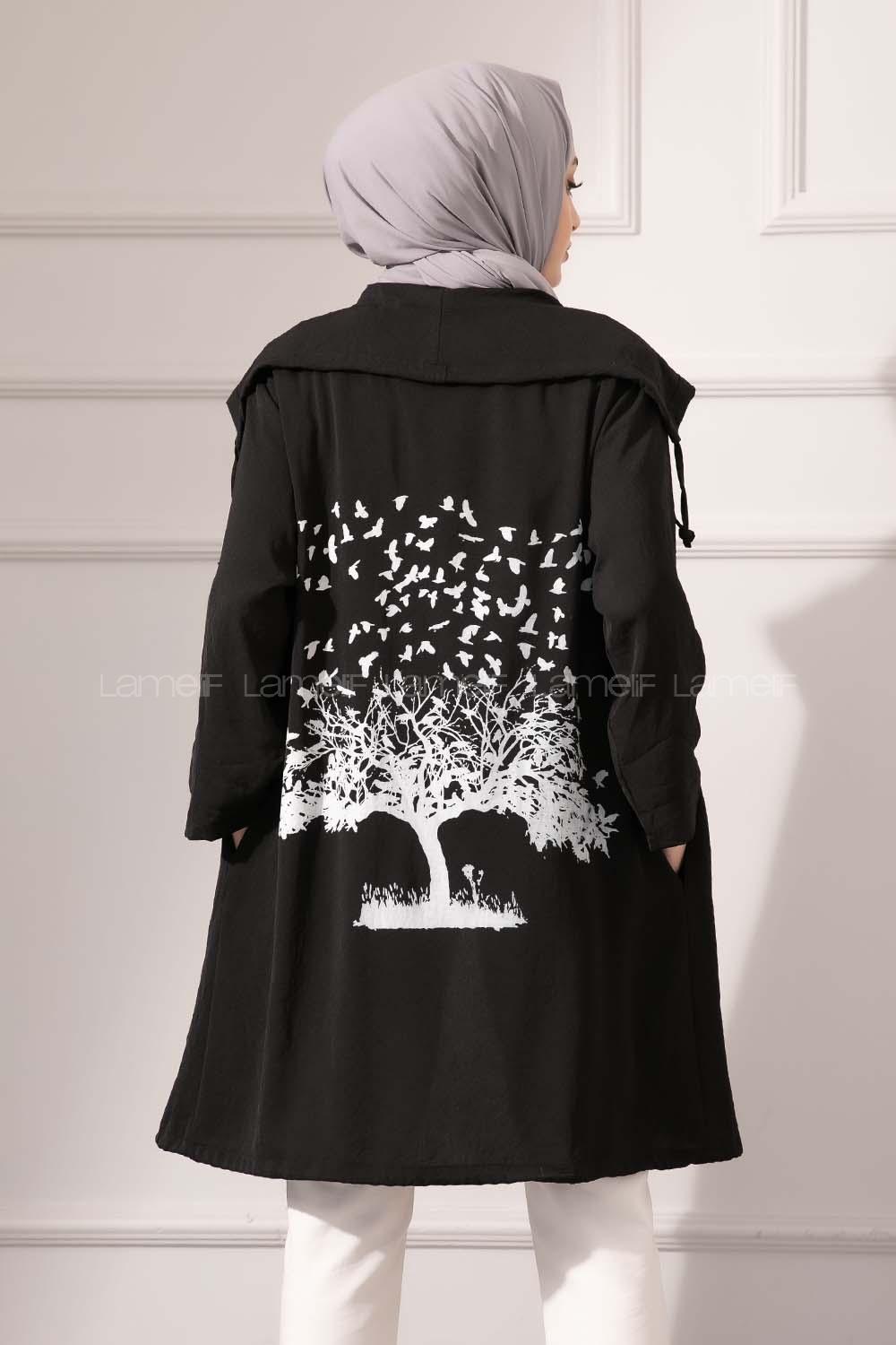 Modalamelif Kapşonlu Salaş Kimono Siyah