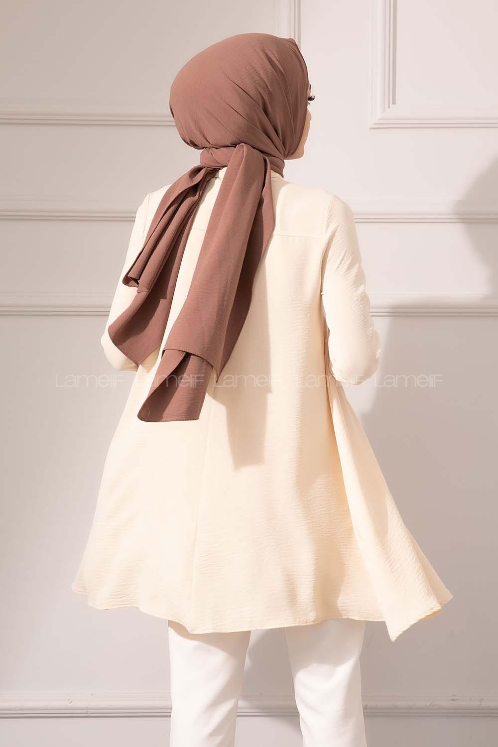 Modalamelif Önü Gizli Düğmeli Volanlı Tunik Taş