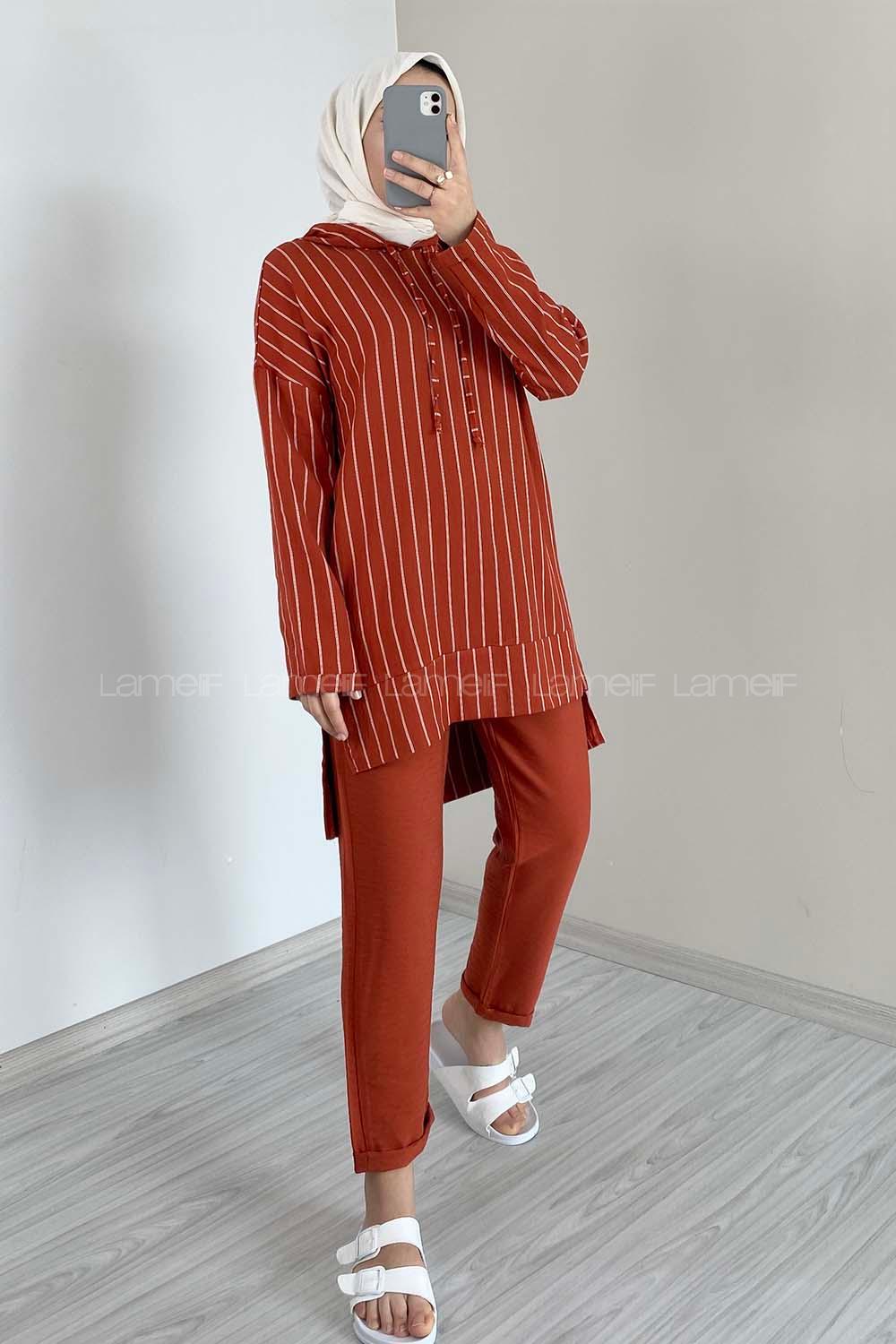 Modalamelif Çizgili İkili Takım Kiremit