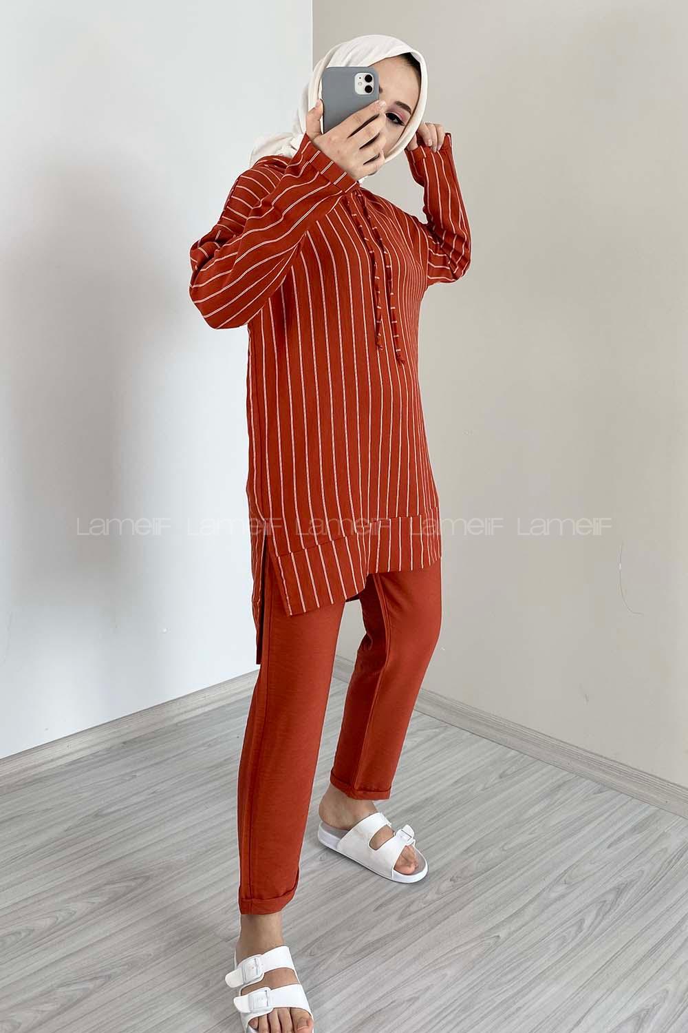 Modalamelif Çizgili İkili Takım Kiremit