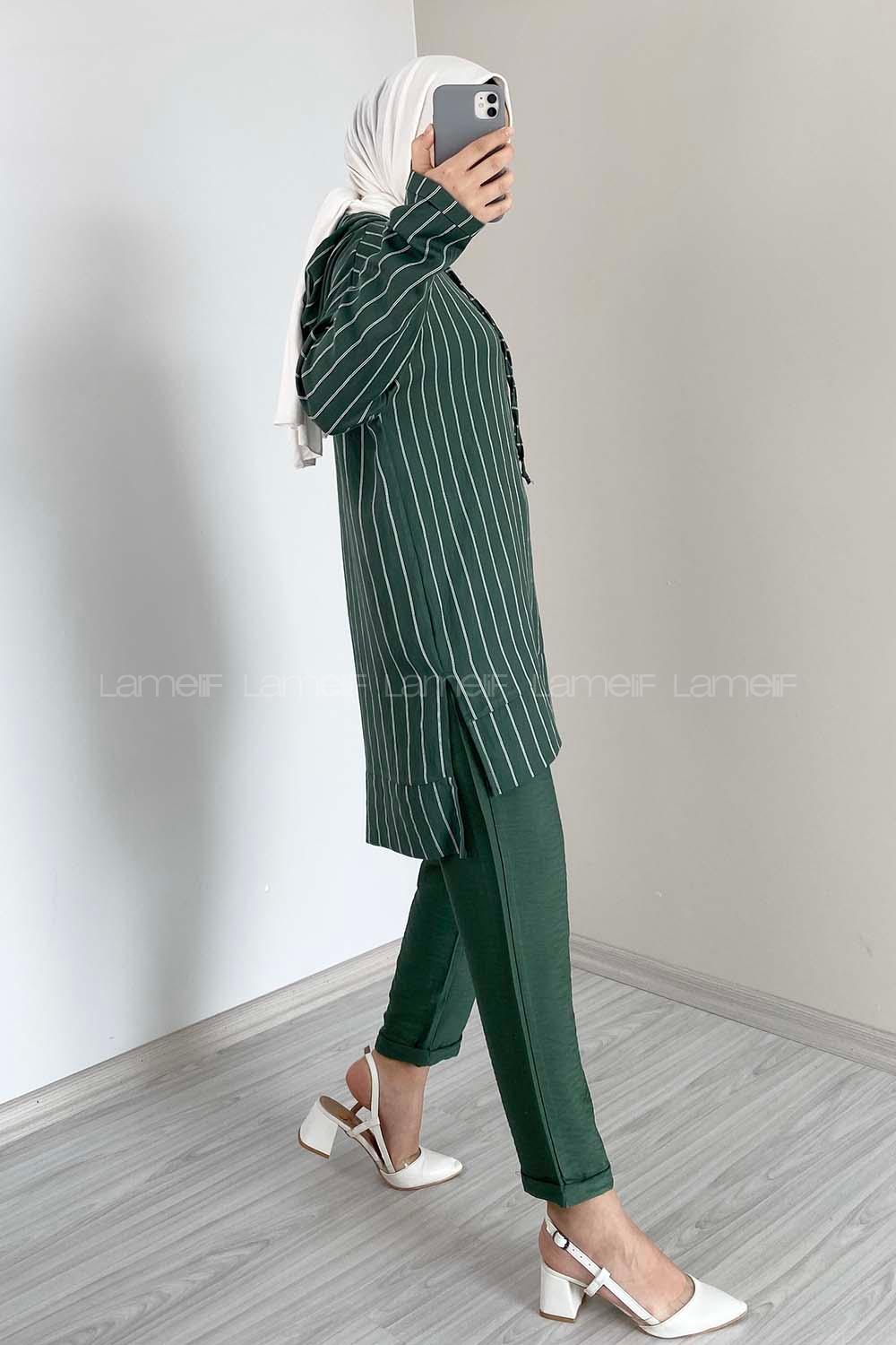 Modalamelif Çizgili İkili Takım Yeşil