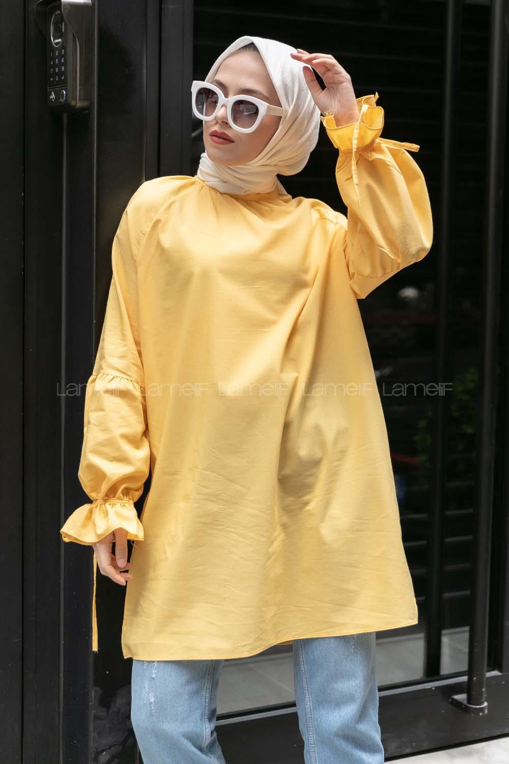 Modalamelif Hakim Yaka Kol Bağlamalı Tunik Sarı