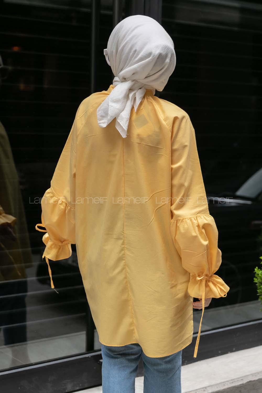 Modalamelif Hakim Yaka Kol Bağlamalı Tunik Sarı