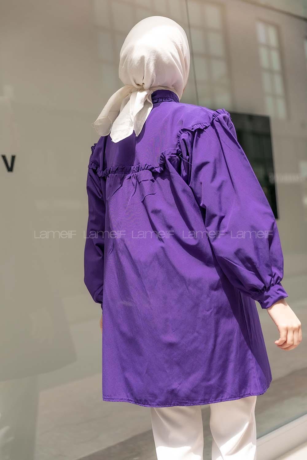 Modalamelif Önü Fırfırlı Gömlek Mor