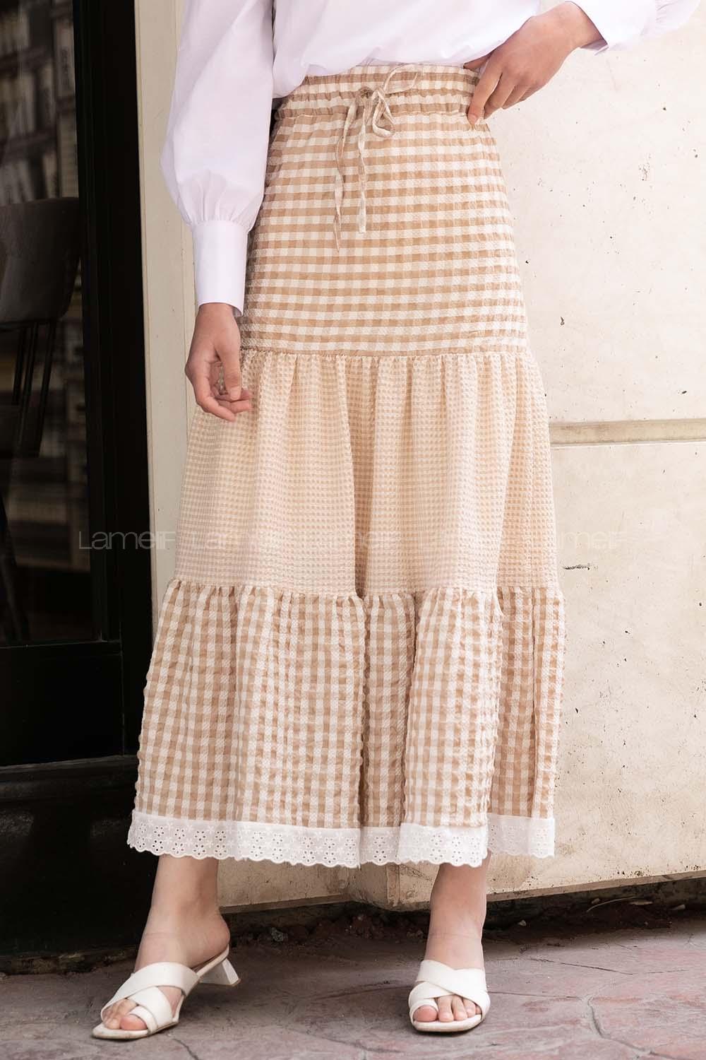 Modalamelif Pötikare Gofre Etek Sütlü Kahve