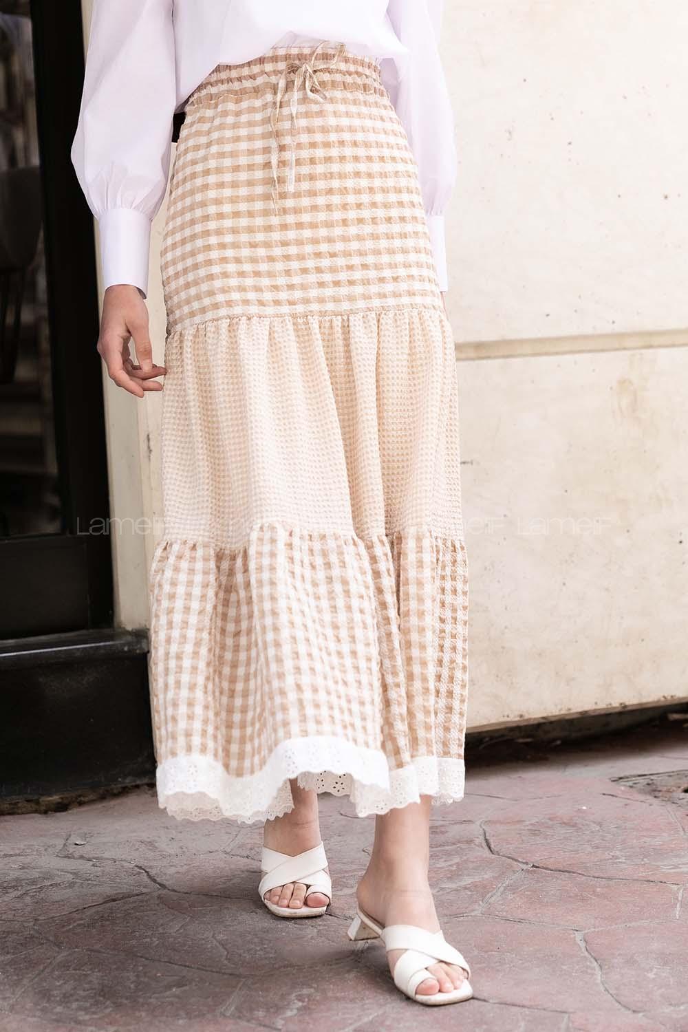 Modalamelif Pötikare Gofre Etek Sütlü Kahve