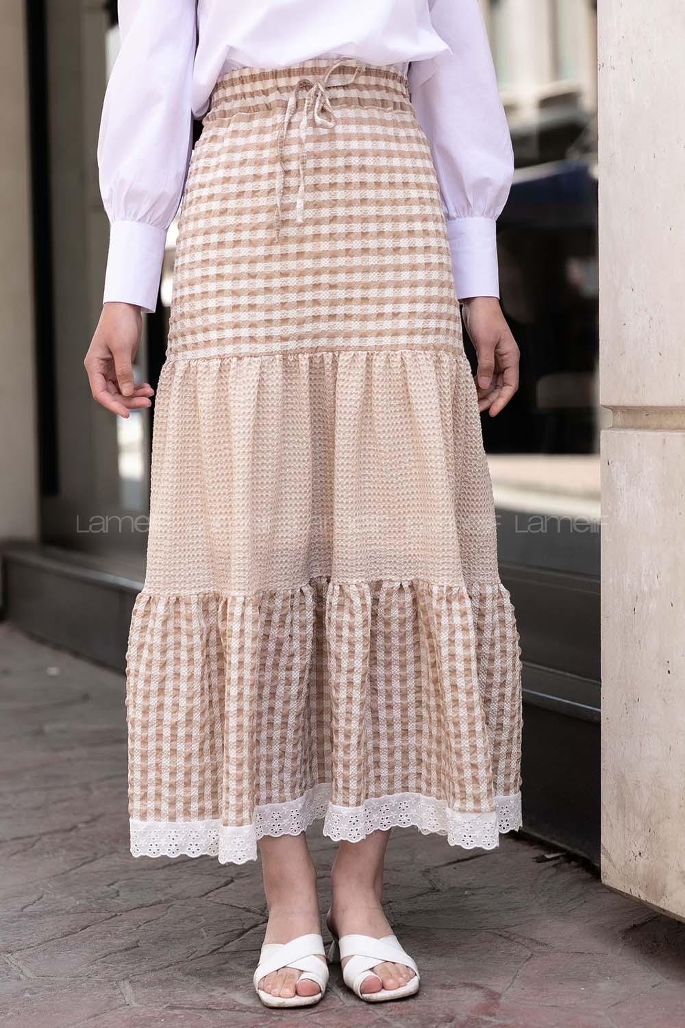 Modalamelif Pötikare Gofre Etek Sütlü Kahve