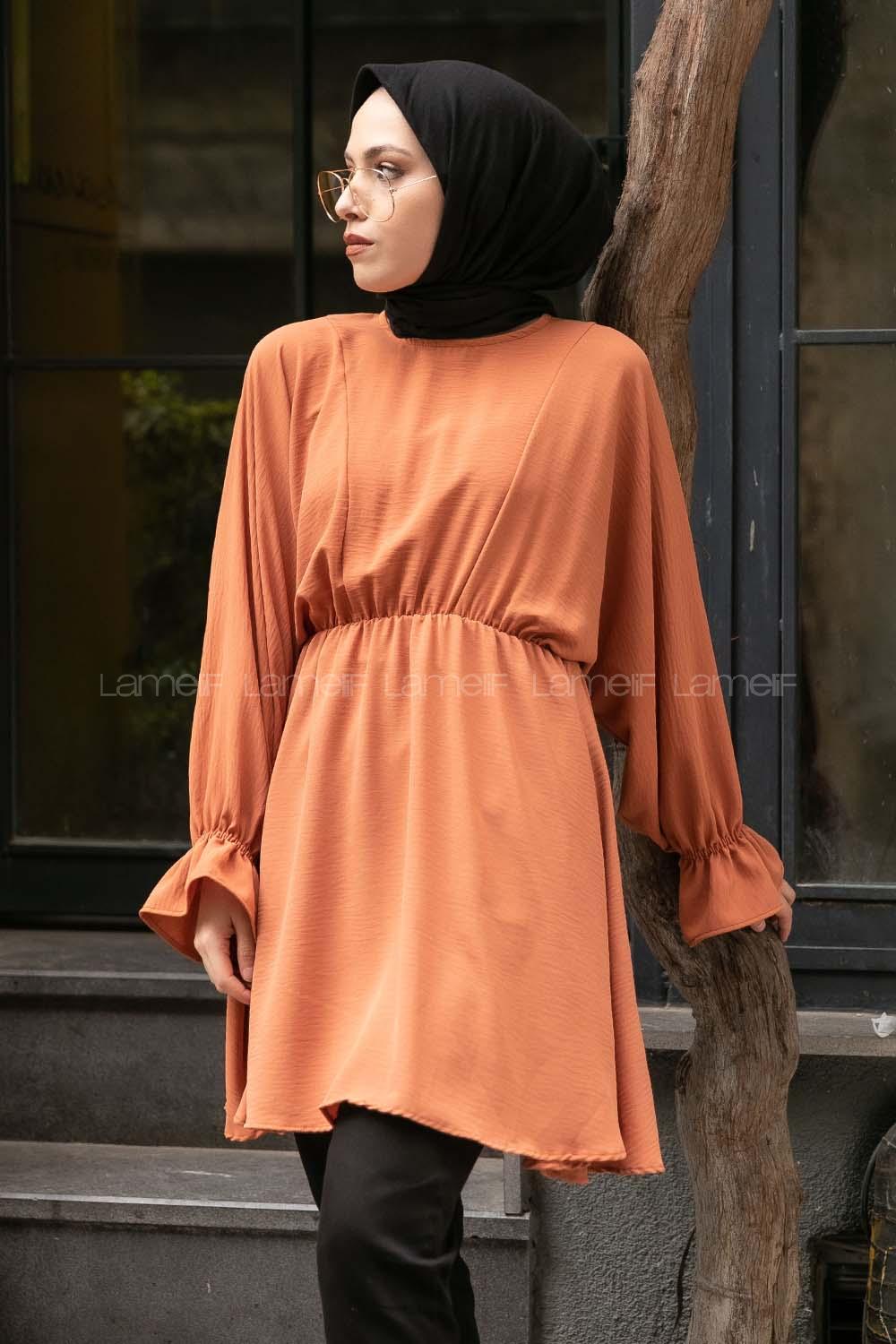 Modalamelif Balon Kol Ayrobin Tunik Somon