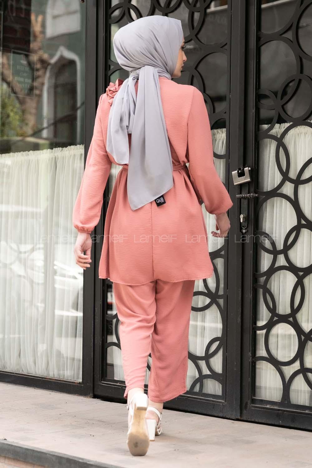 Modalamelif Omuz Fırfırlı İkili Takım Gül