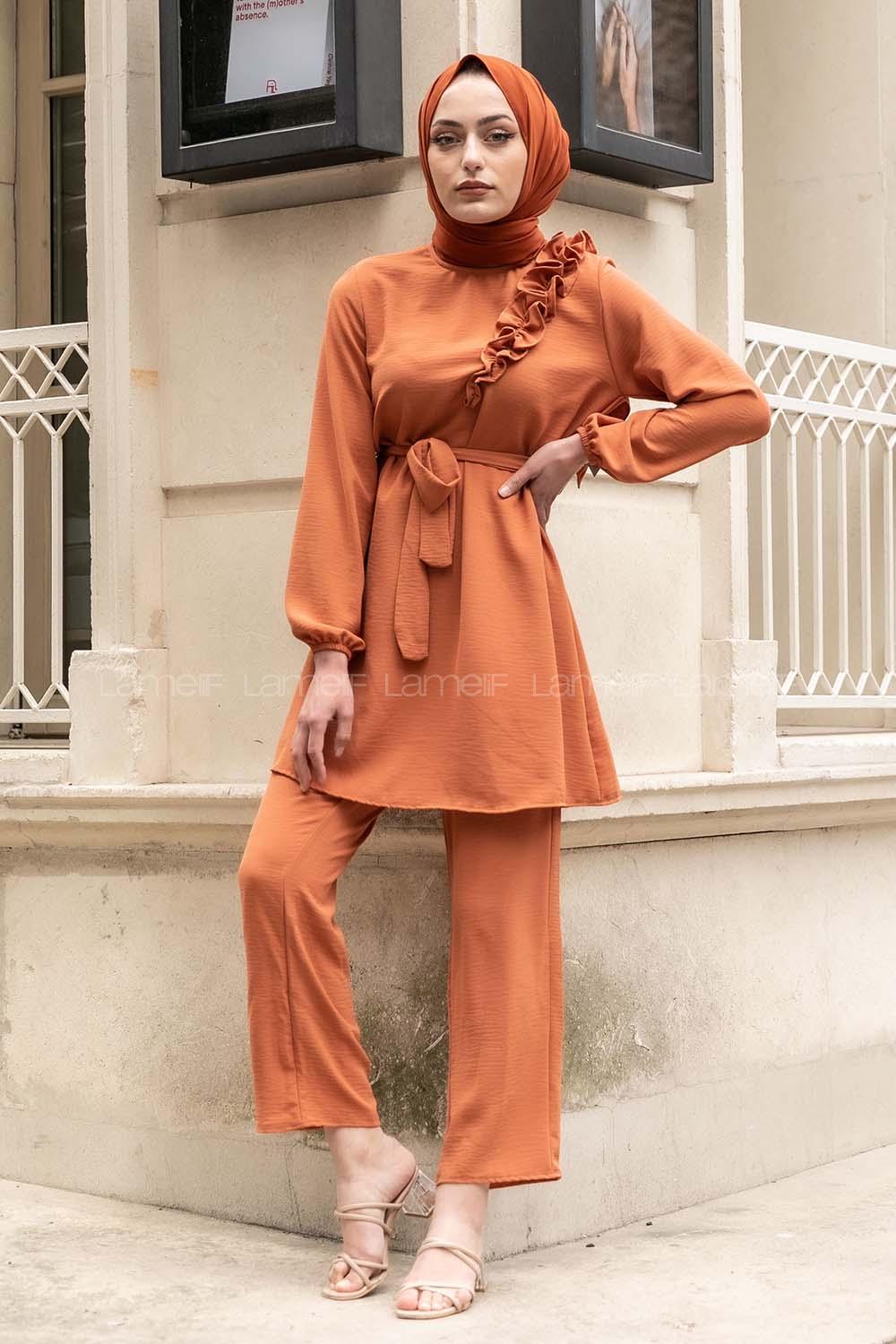 Modalamelif Omuz Fırfırlı İkili Takım Kiremit