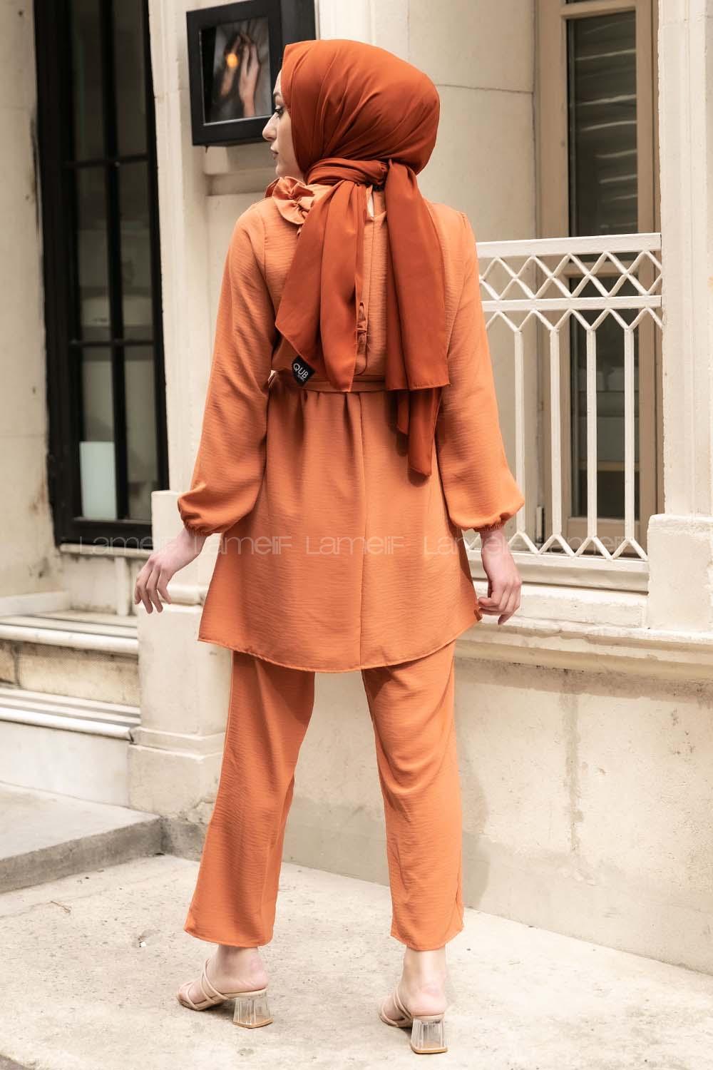 Modalamelif Omuz Fırfırlı İkili Takım Kiremit