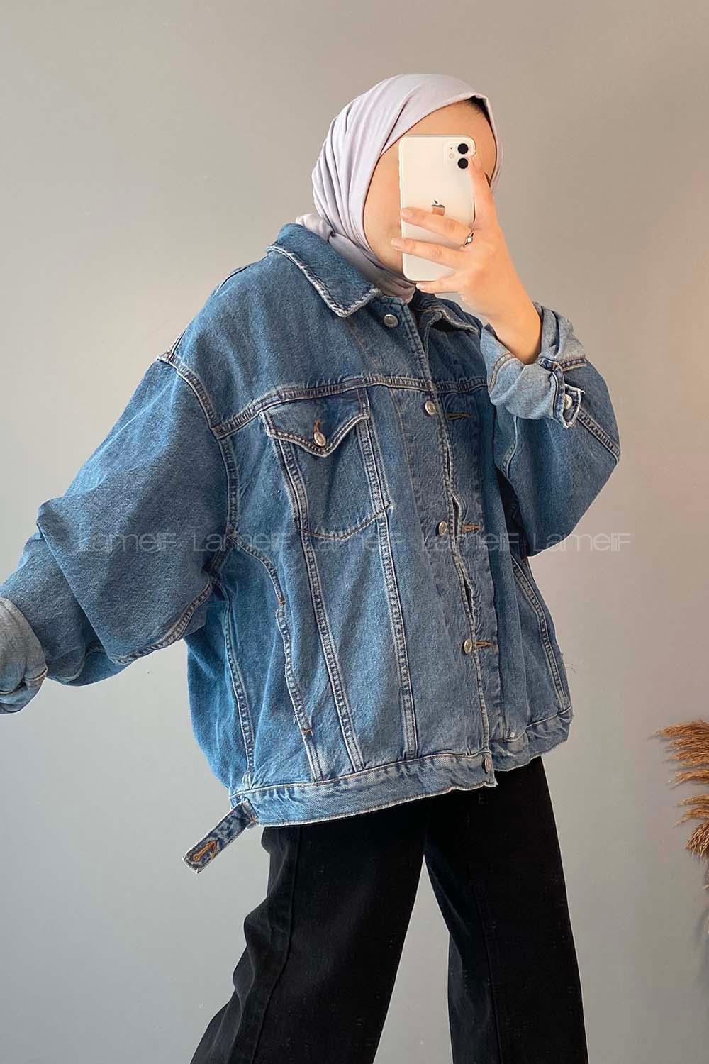 Light Blue Shirt Collar Long Arm Cotton Fabric Denim Jacket