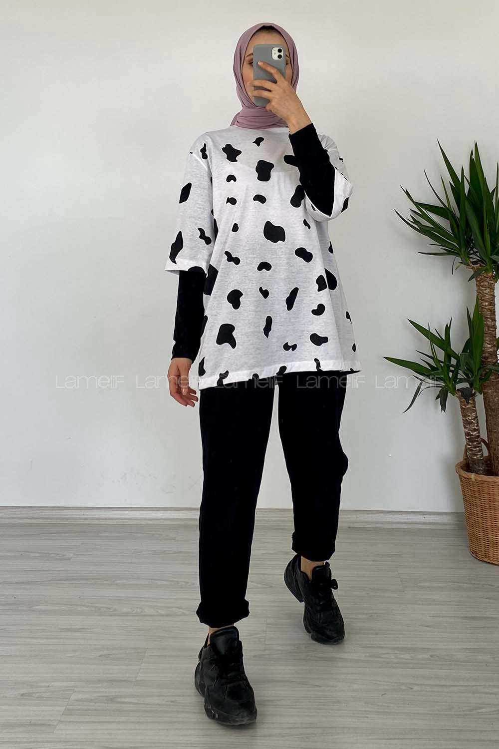 Modalamelif Dalmaçyalı  T-Shirt Siyah Beyaz