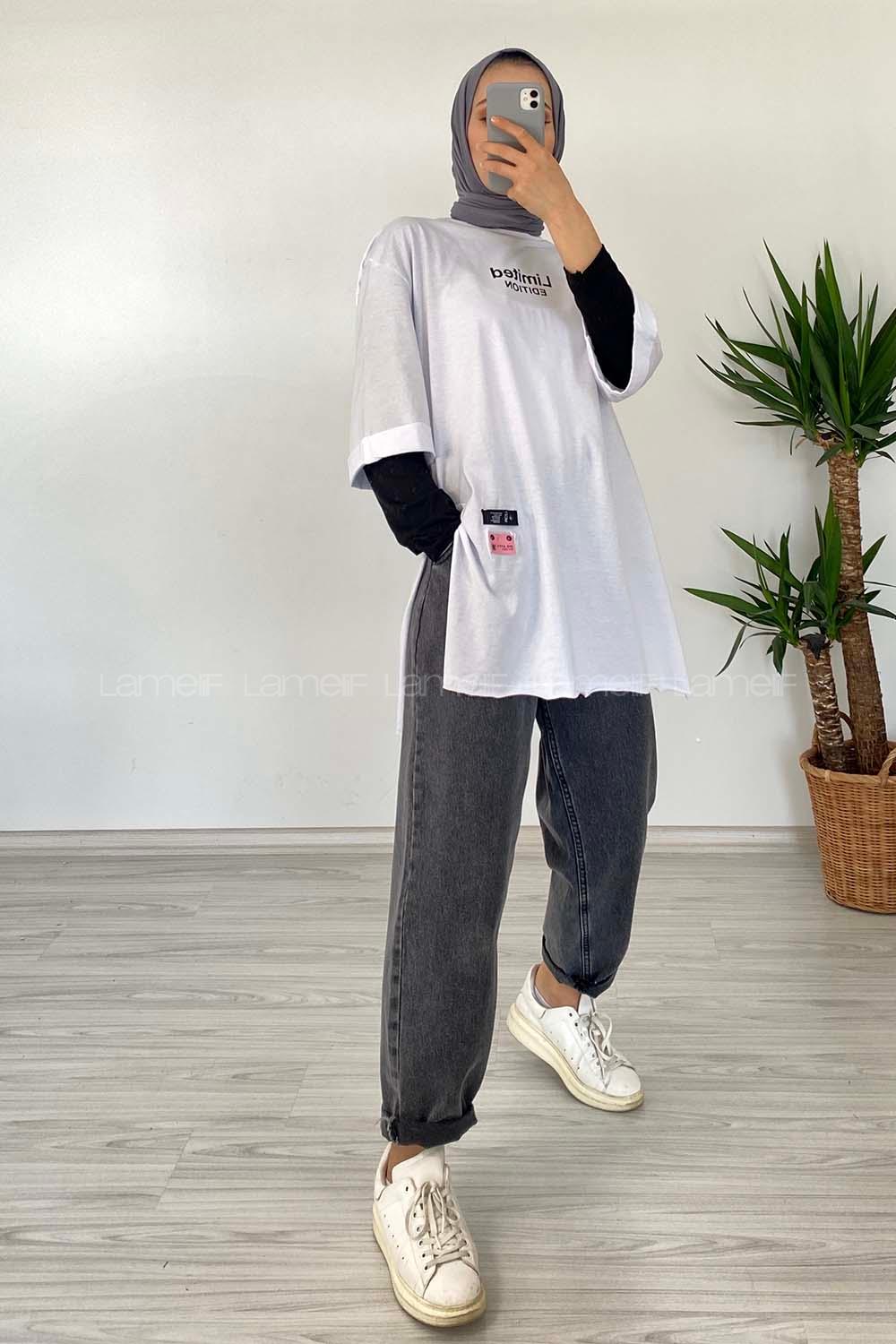 Modalamelif Duble Kol Limited Editıon T-Shirt Beyaz