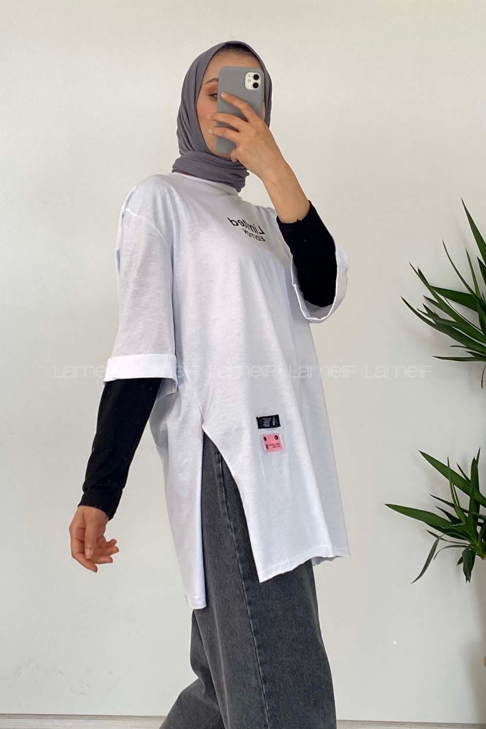 Modalamelif Duble Kol Limited Editıon T-Shirt Beyaz