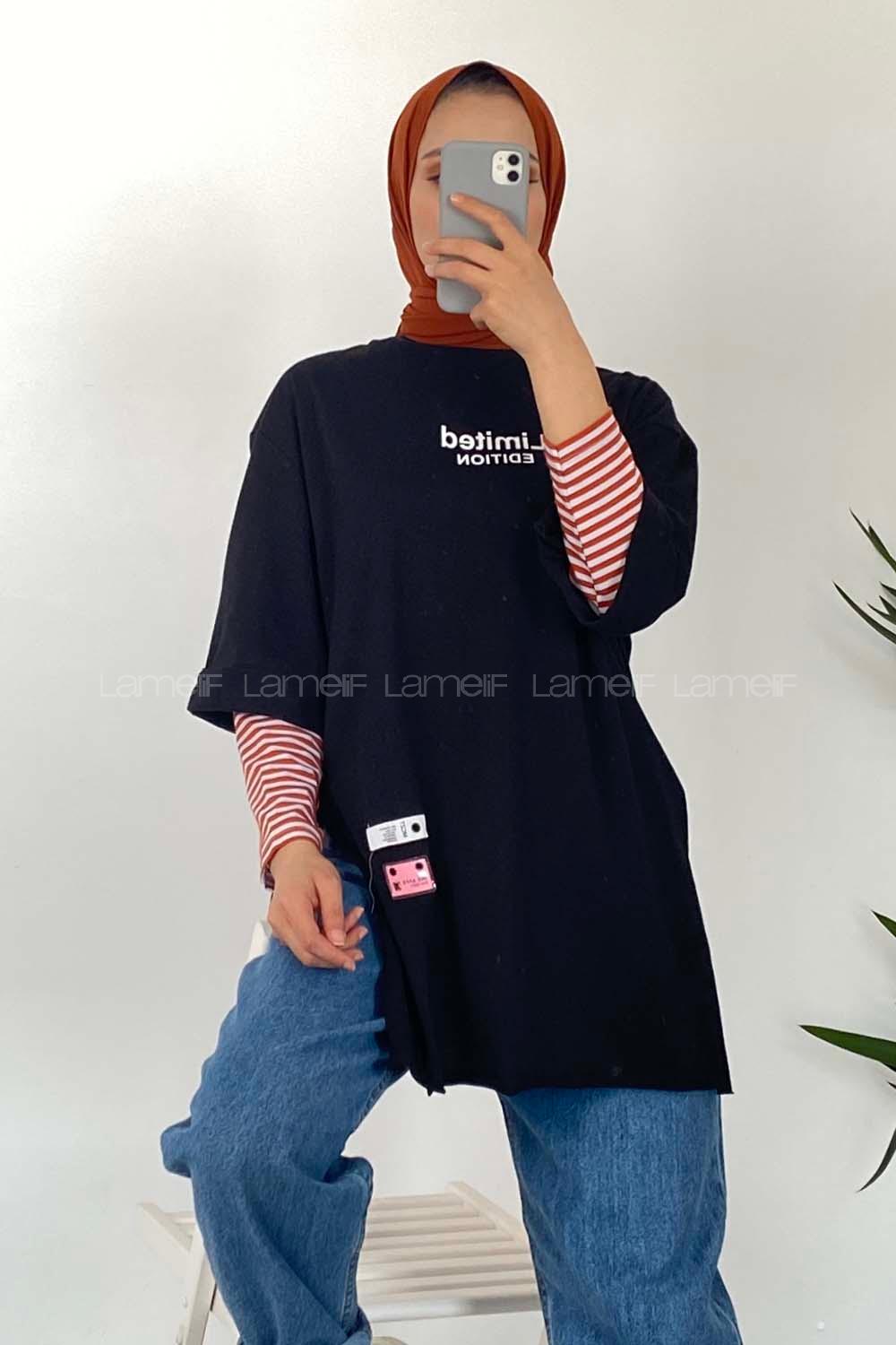 Modalamelif Duble Kol Limited Editıon T-Shirt Siyah