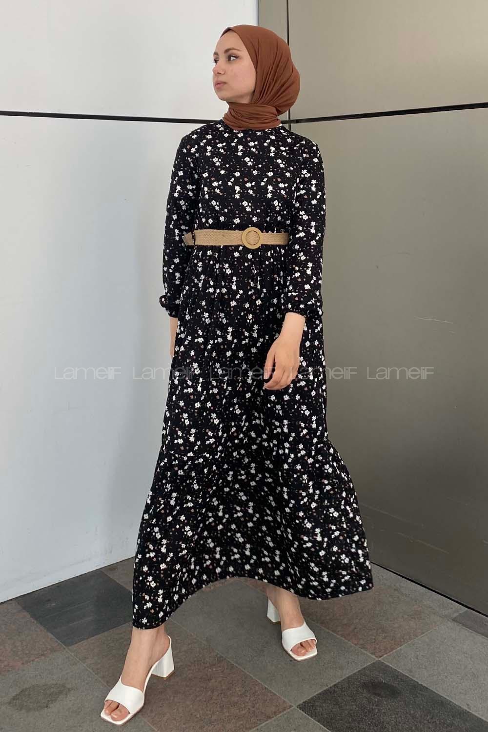 Modalamelif Hasır Kemerli Pegasus Elbise Siyah