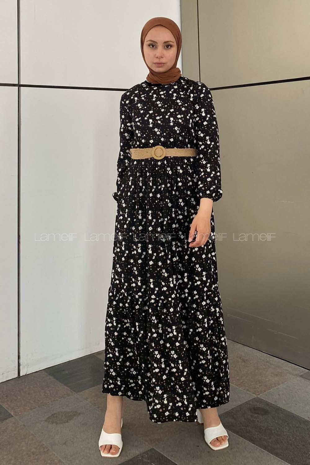 Modalamelif Hasır Kemerli Pegasus Elbise Siyah