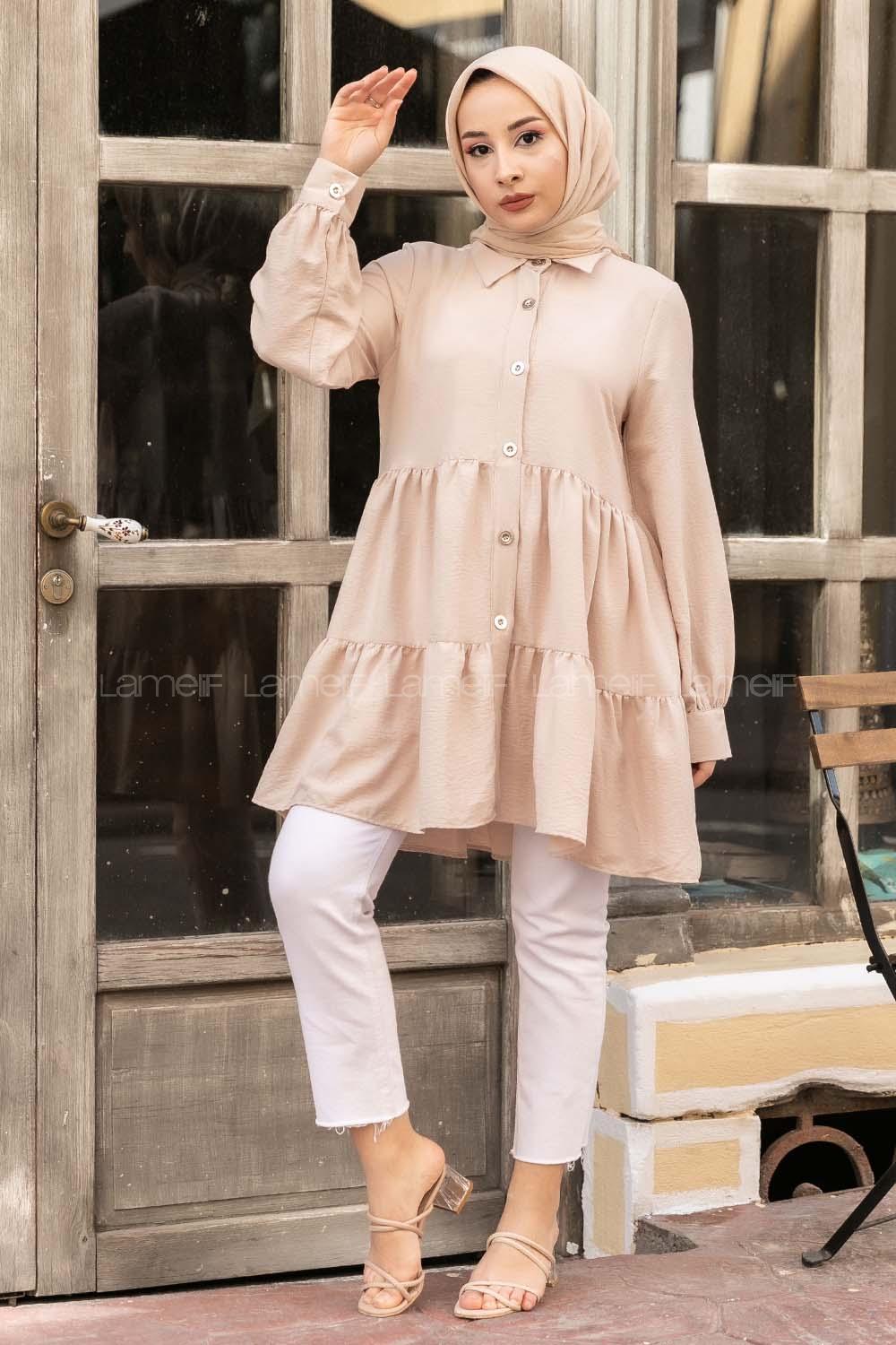 Modalamelif Metal Düğmeli Salaş Tunik Taş