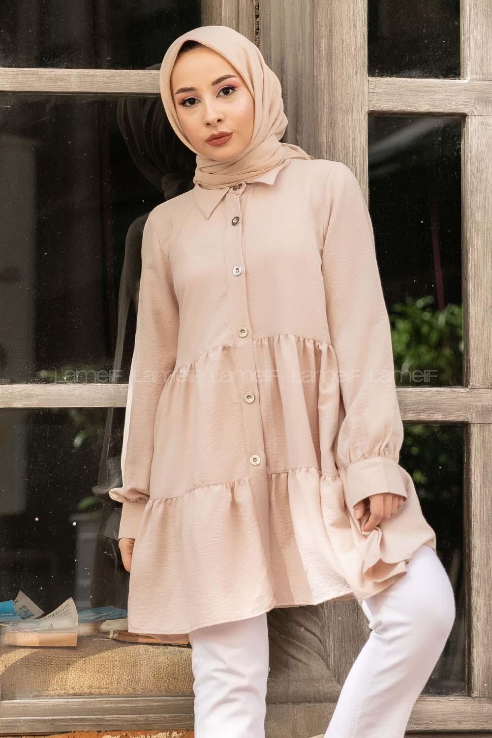 Modalamelif Metal Düğmeli Salaş Tunik Taş