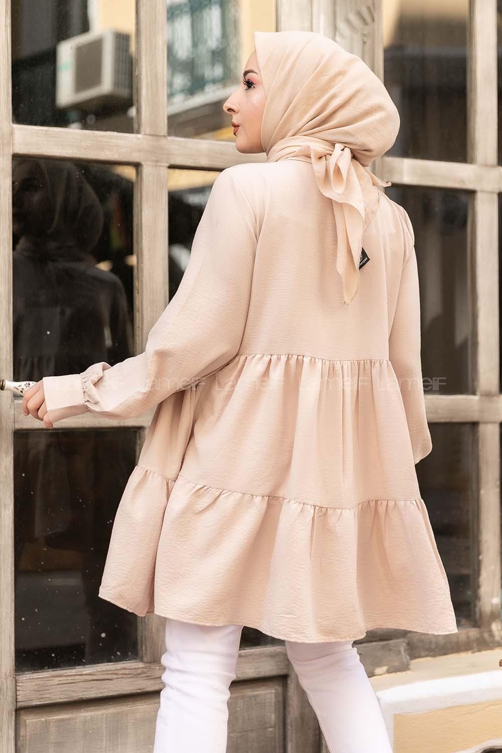 Modalamelif Metal Düğmeli Salaş Tunik Taş