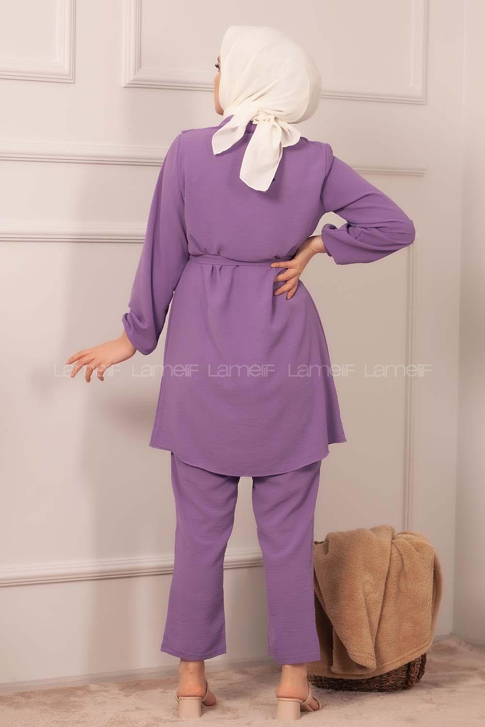 Modalamelif  Önü Fırfırlı İkili Takım Eflatun