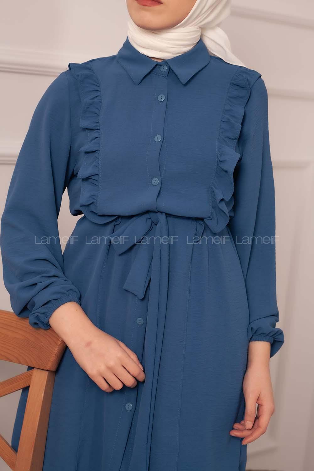 Modalamelif  Önü Fırfırlı İkili Takım İndigo