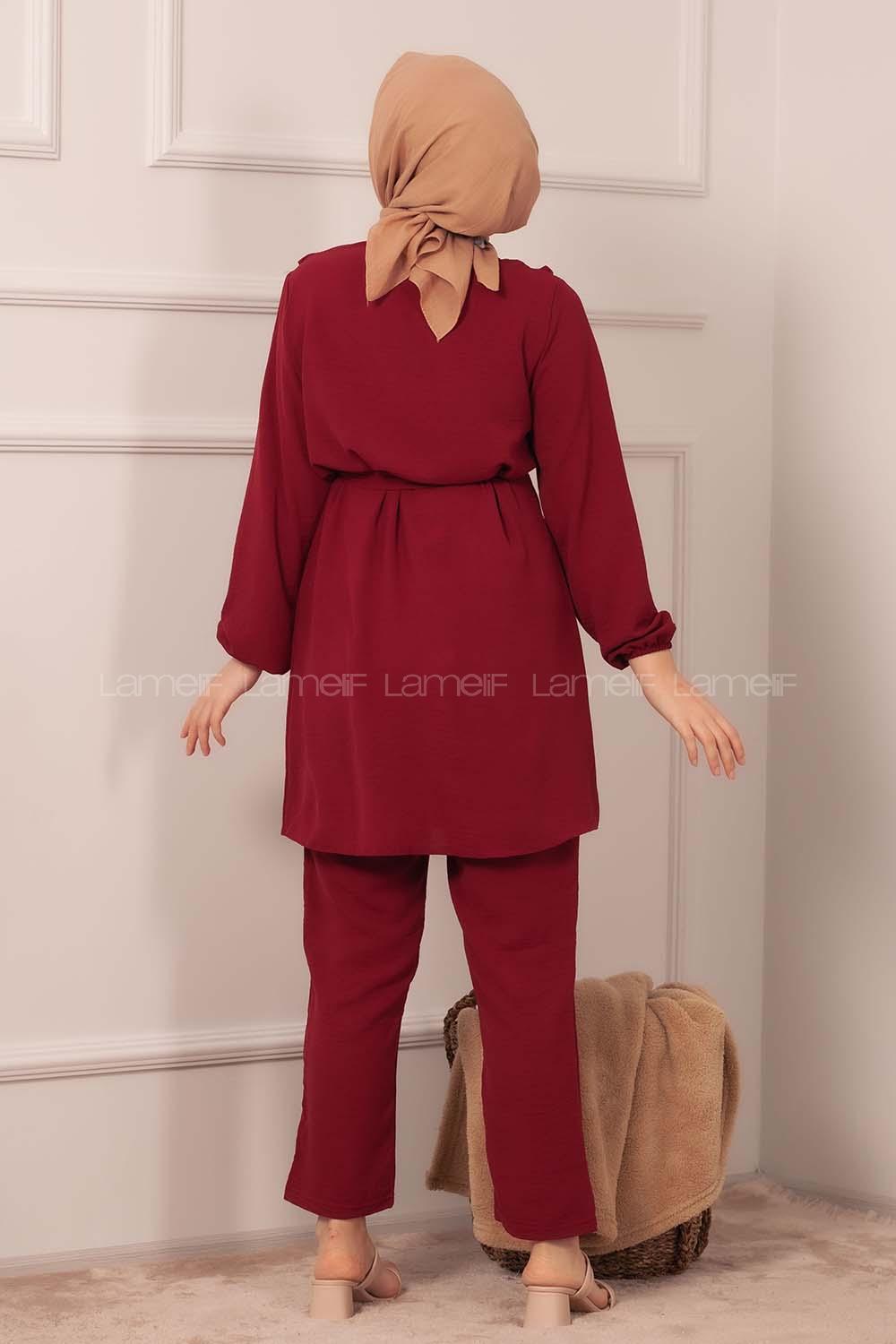 Modalamelif  Önü Fırfırlı İkili Takım Kırmızı