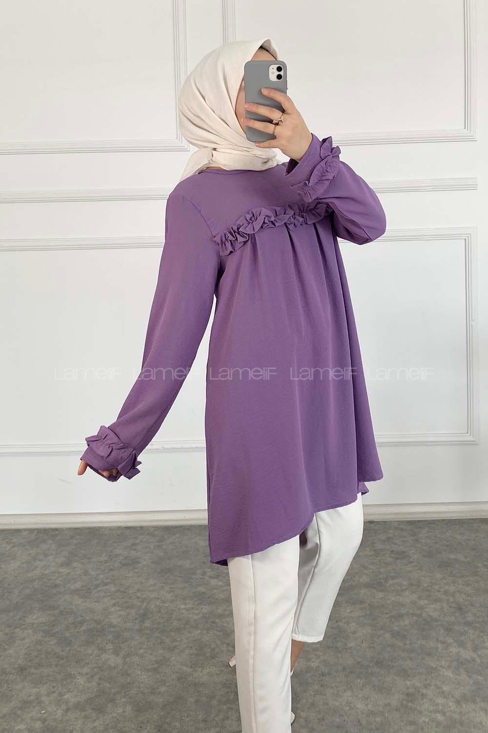Modalamelif Önü Fırfırlı Tunik Lila