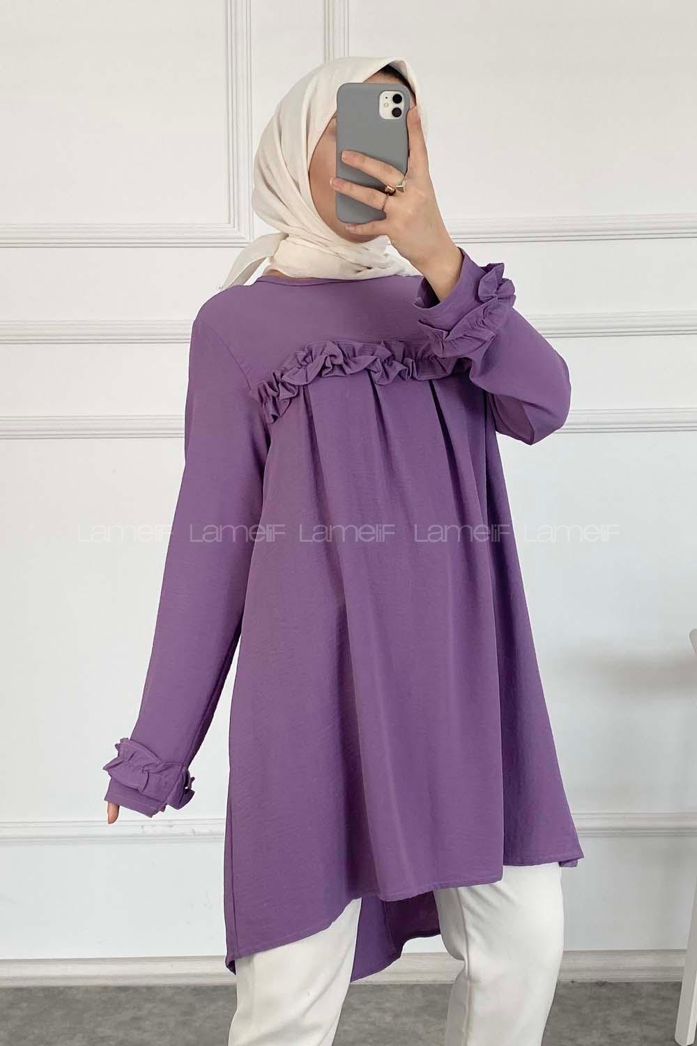 Modalamelif Önü Fırfırlı Tunik Lila