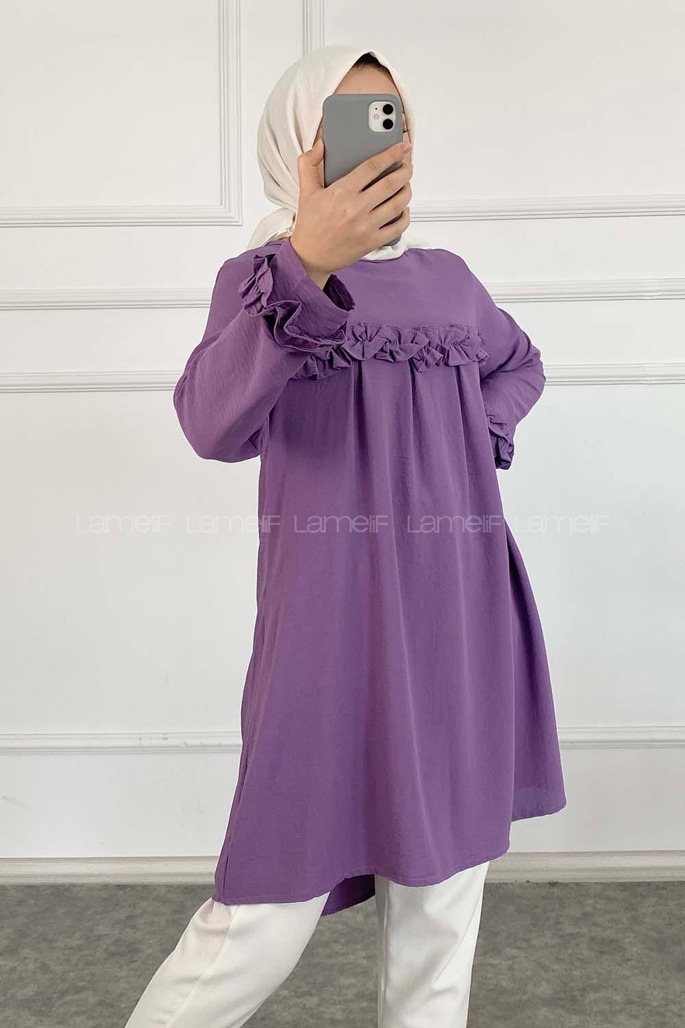 Modalamelif Önü Fırfırlı Tunik Lila