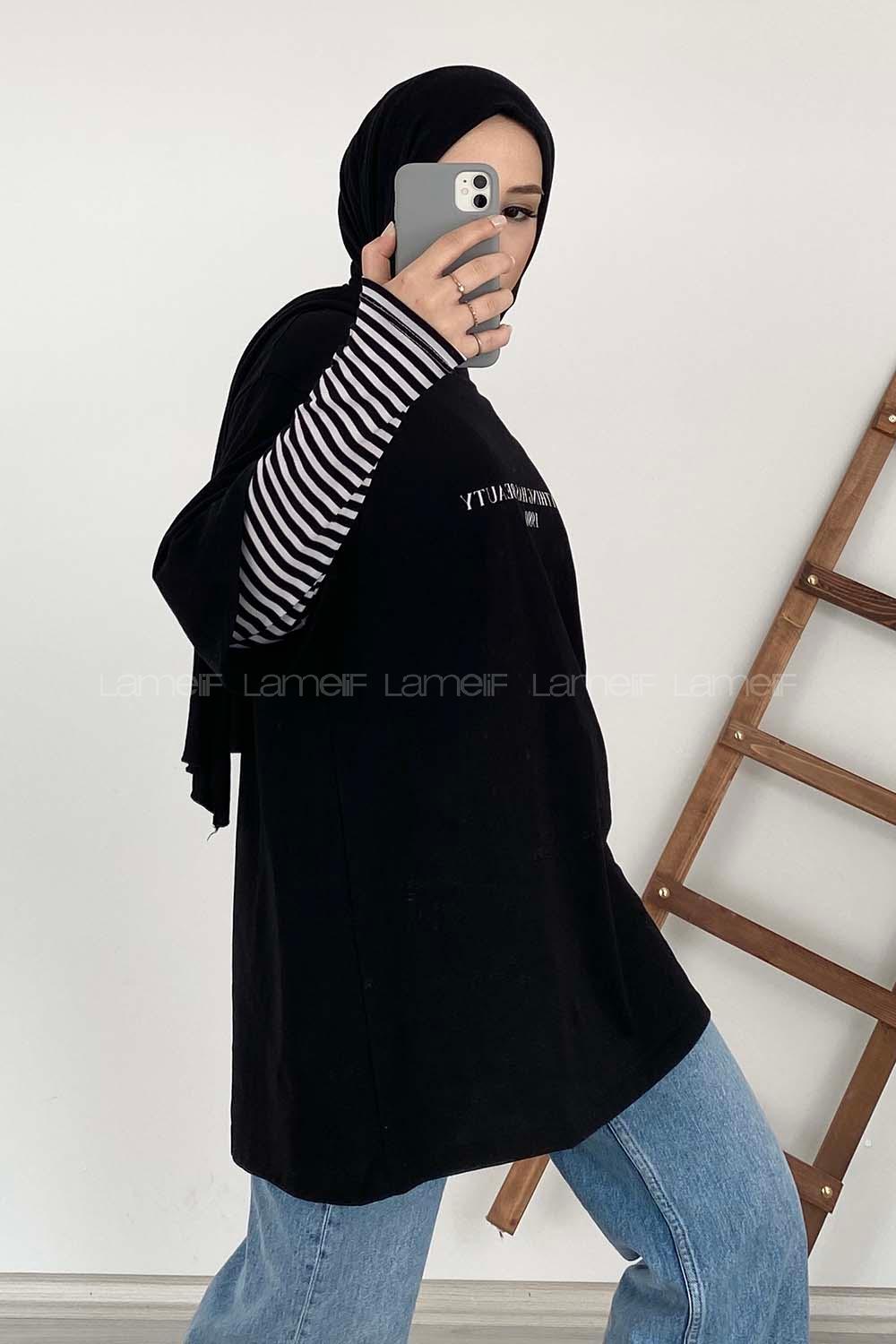 Modalamelif 1980 Baskılı Oversize T-Shirt Siyah