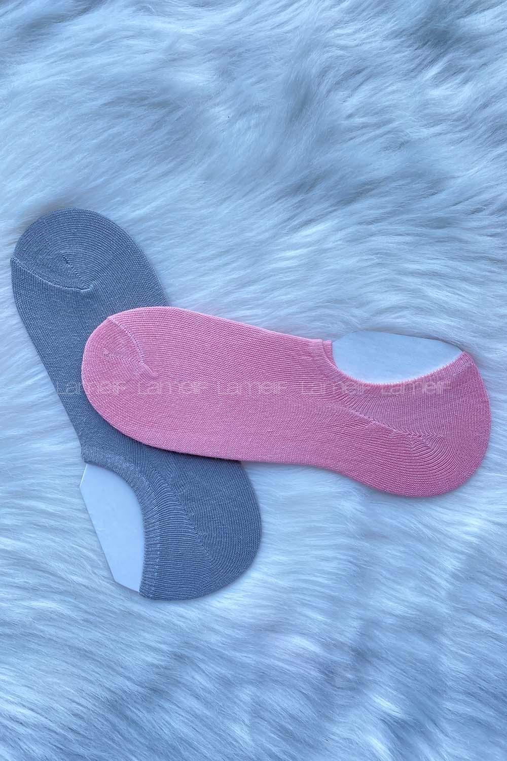 Modalamelif 2 li Bayan Babet Çorap Gri Pudra