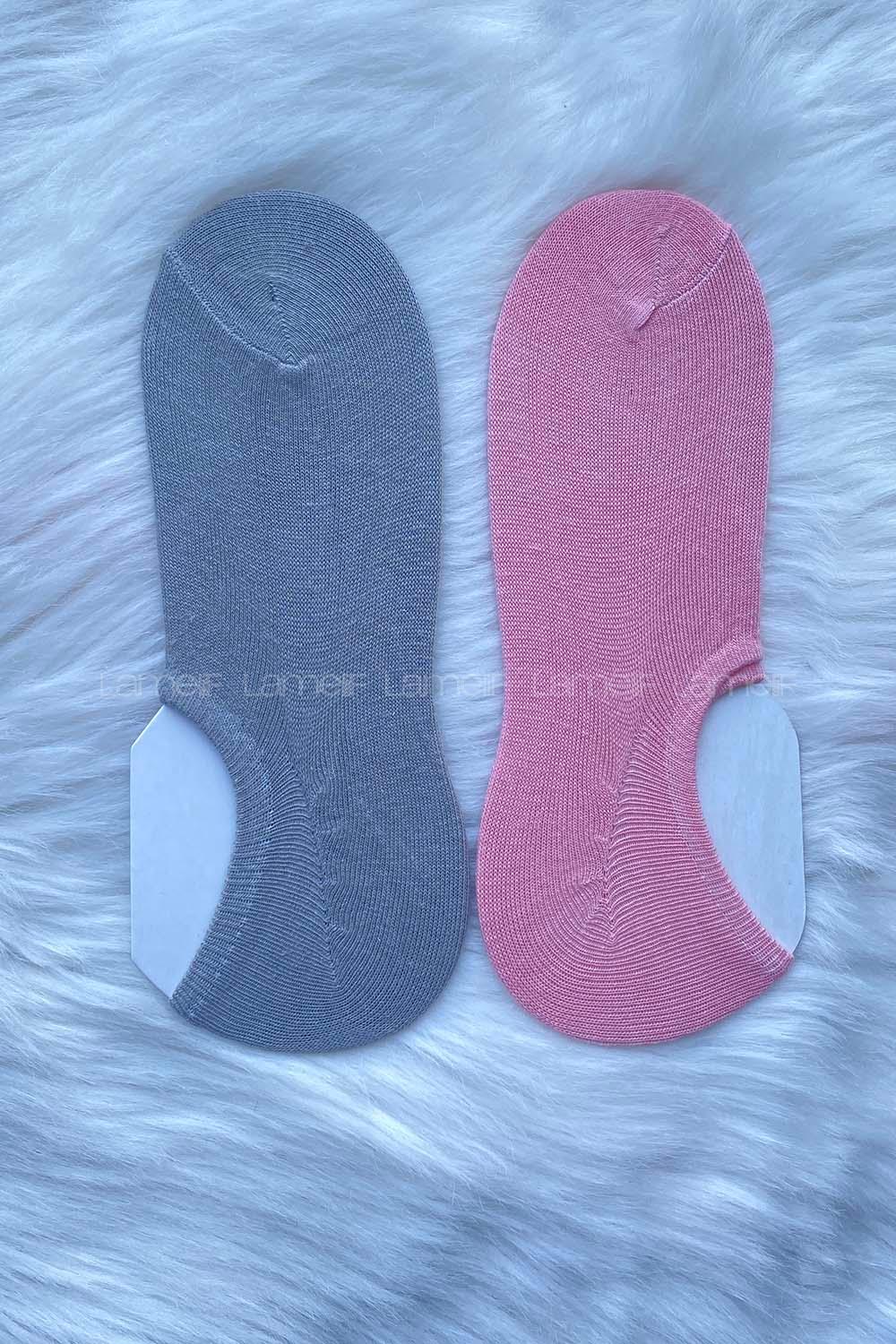 Modalamelif 2 li Bayan Babet Çorap Gri Pudra