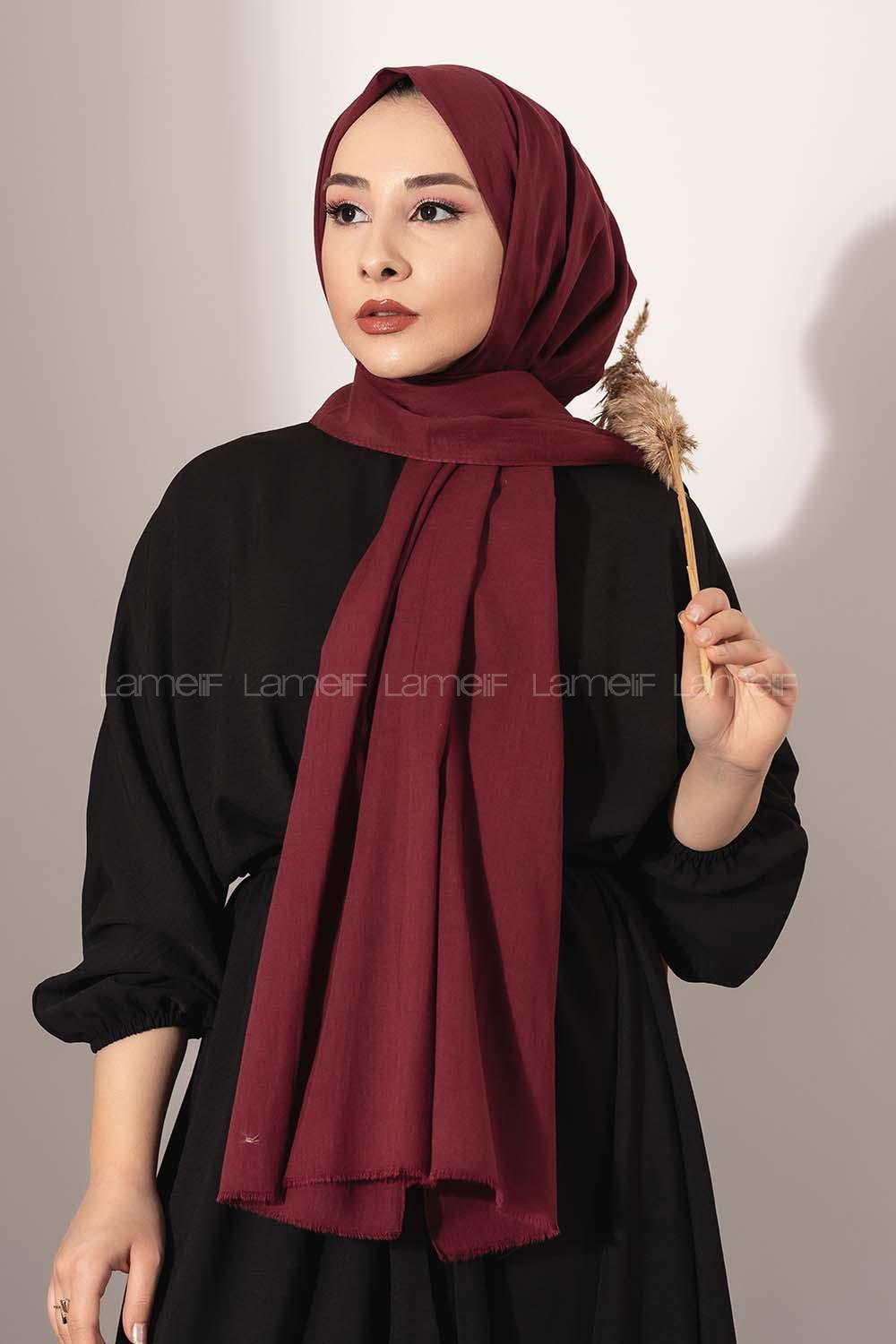 Modalamelif Acı Bordo Pamuk Vual Şal
