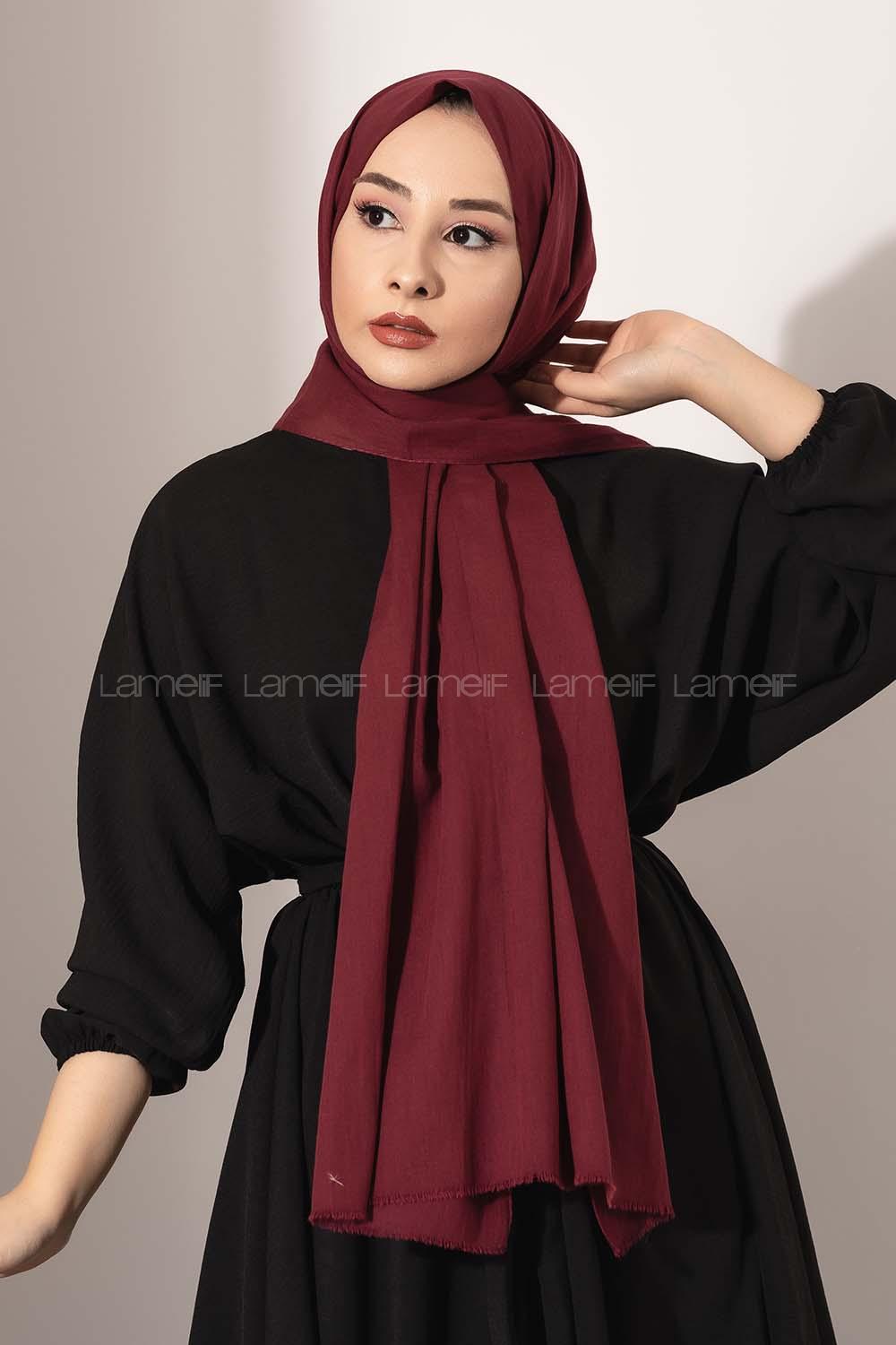 Modalamelif Acı Bordo Pamuk Vual Şal