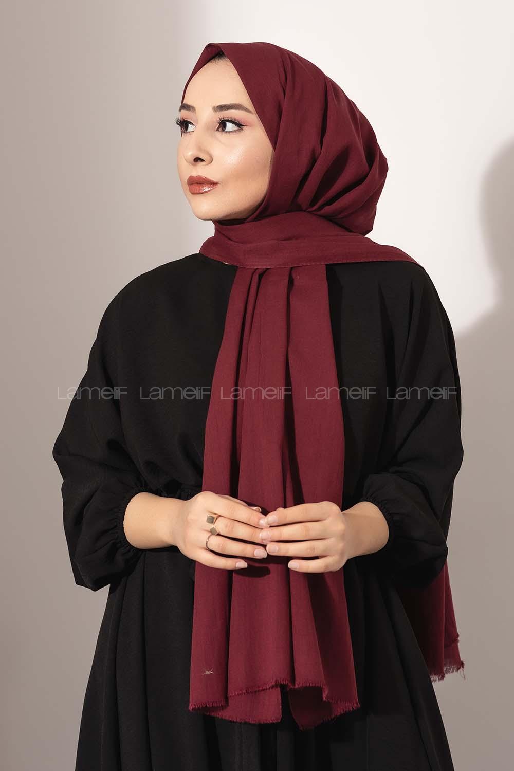 Modalamelif Acı Bordo Pamuk Vual Şal