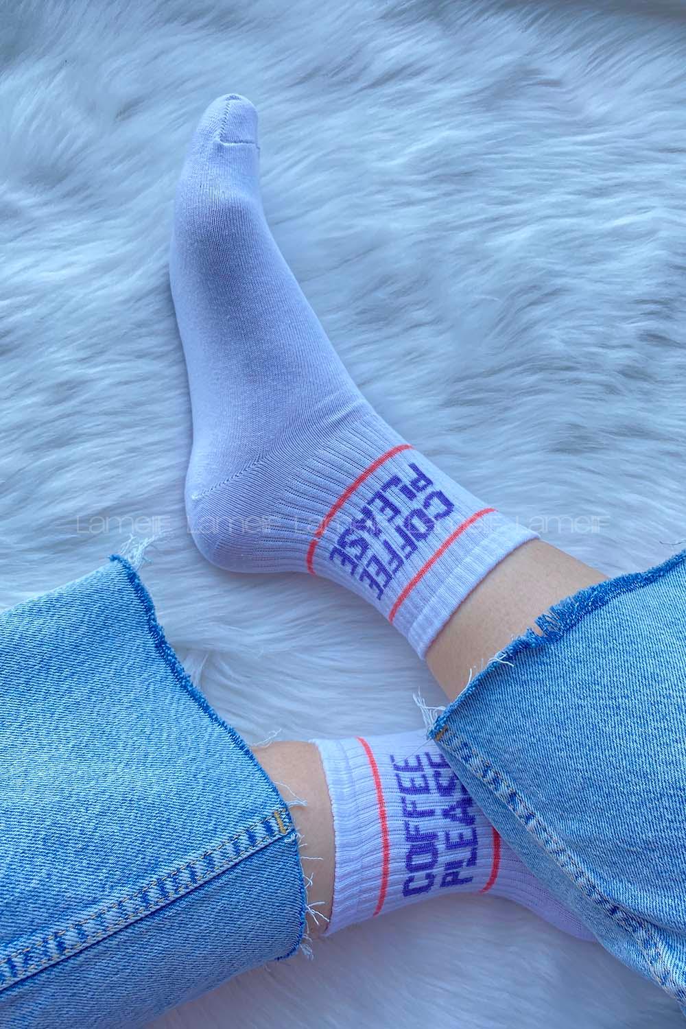 Modalamelif Coffee Soket Çorap Beyaz