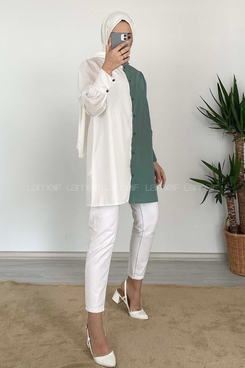 Modalamelif Renk Garnili Gömlek Pastel Yeşili