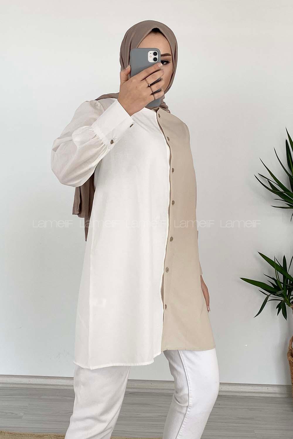 Modalamelif Renk Garnili Gömlek Taş